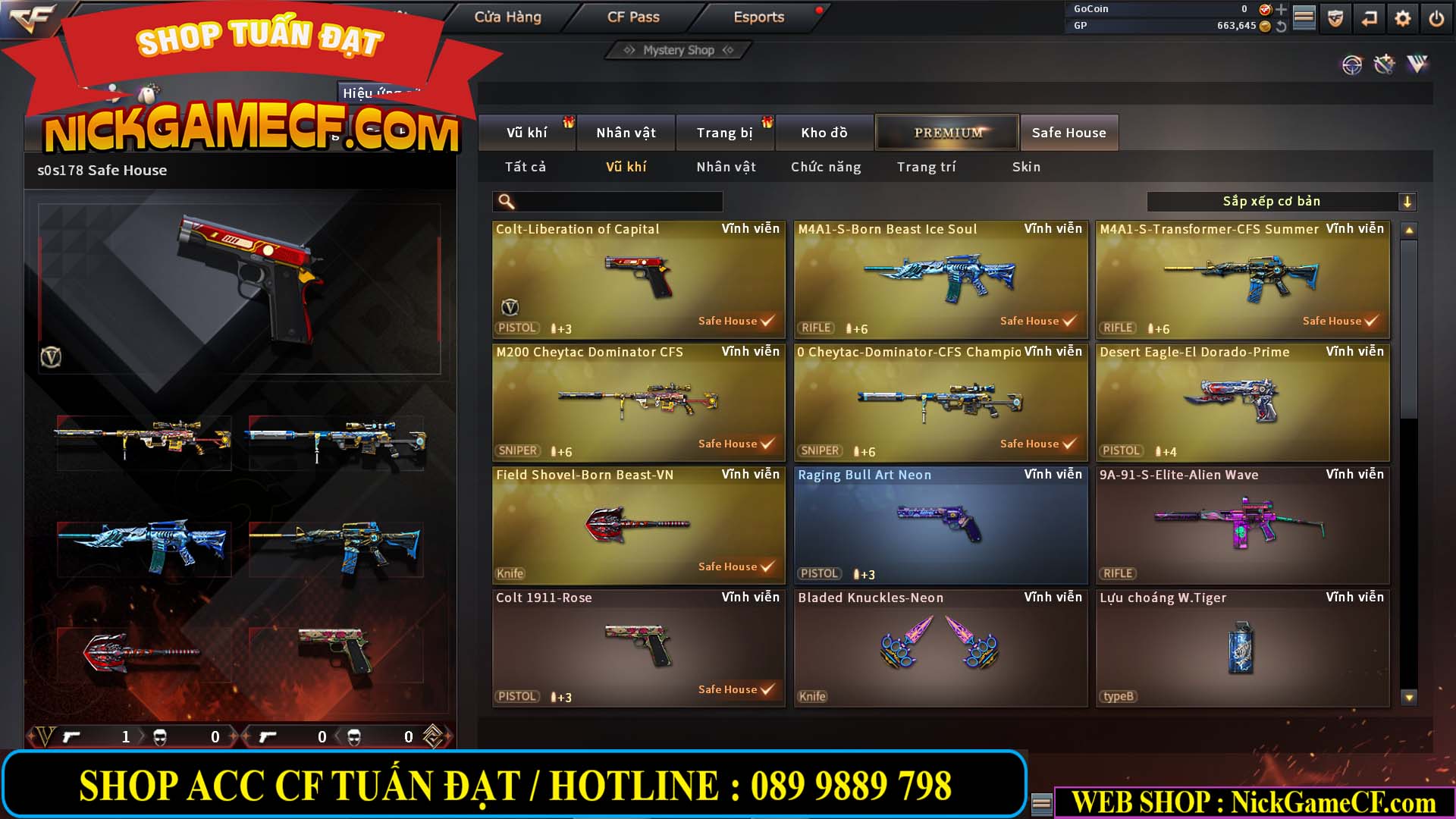MÃ CF13408 - GIÁ : 599K - SIÊU VIP -  CHƠI CẤP TÂN BINH