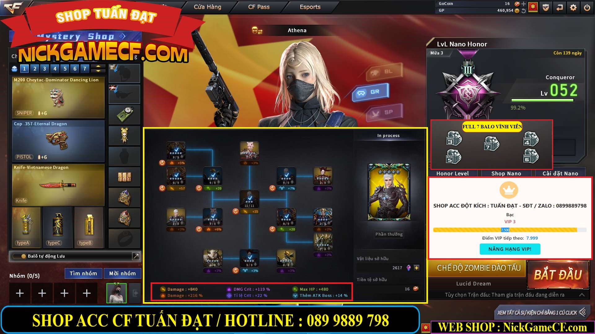 MÃ CF14080 - GIÁ : 3M8 - TANK - AI MODE - ZOM THỦ - 32 VIP + 500 GO LÊN VIP4