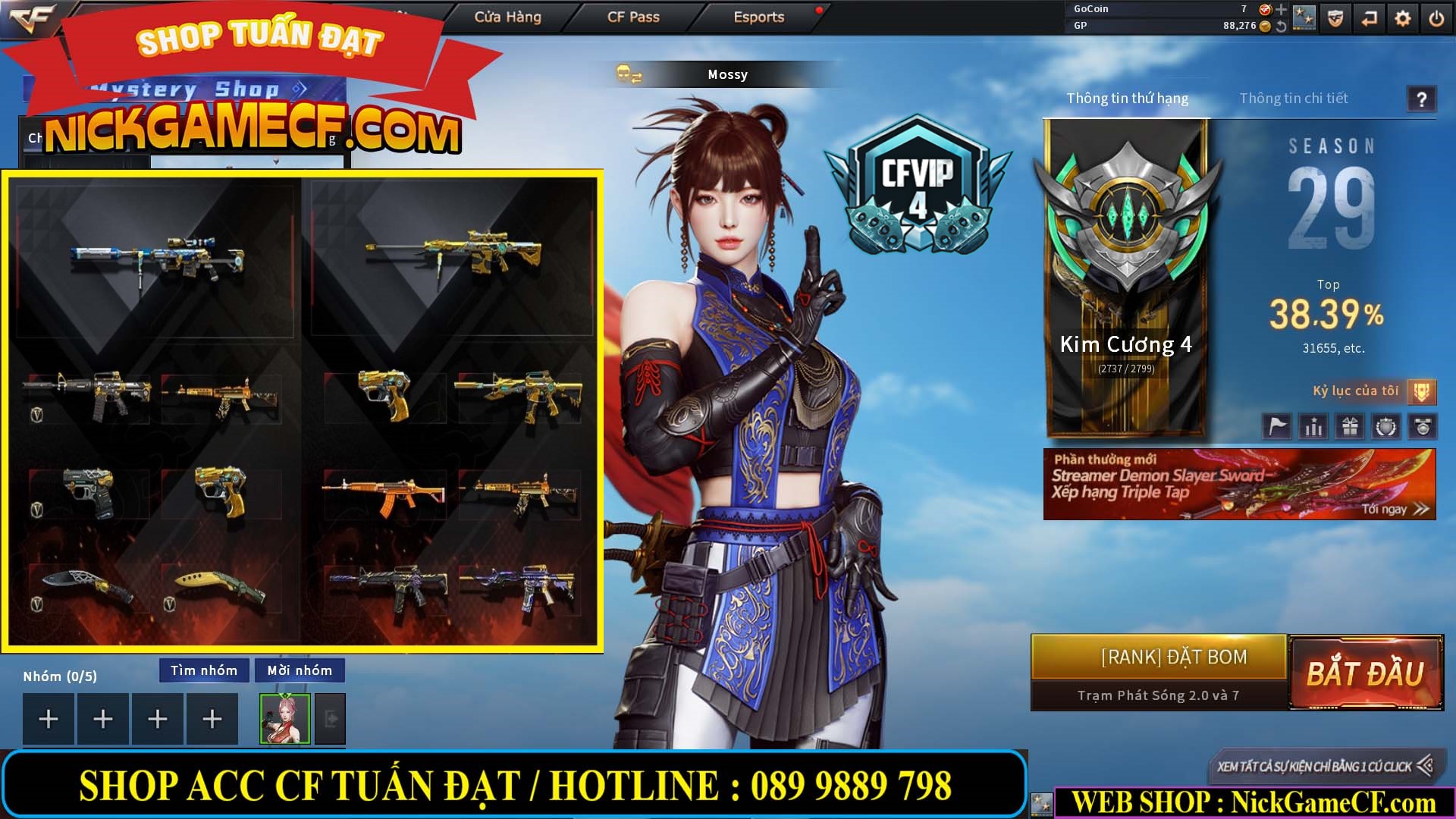 MÃ CF14124 - GIÁ : 1999K - C4 ĐẸP - VIP4 - SET DOMINATOR , TRANS2 NOBLE GOLD