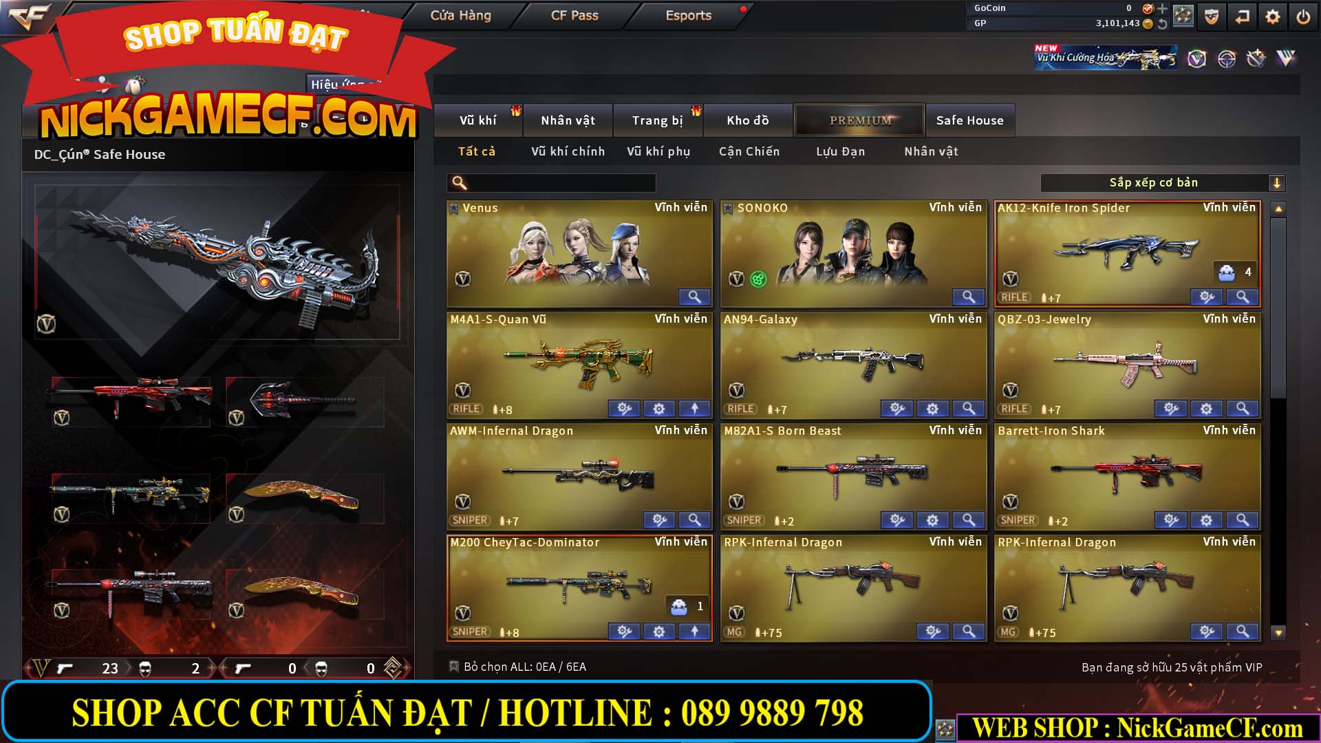 MÃ CF14130 - GIÁ : 2850K - C4 SNIP - ZOM THỦ - 25 VIP - VIP3