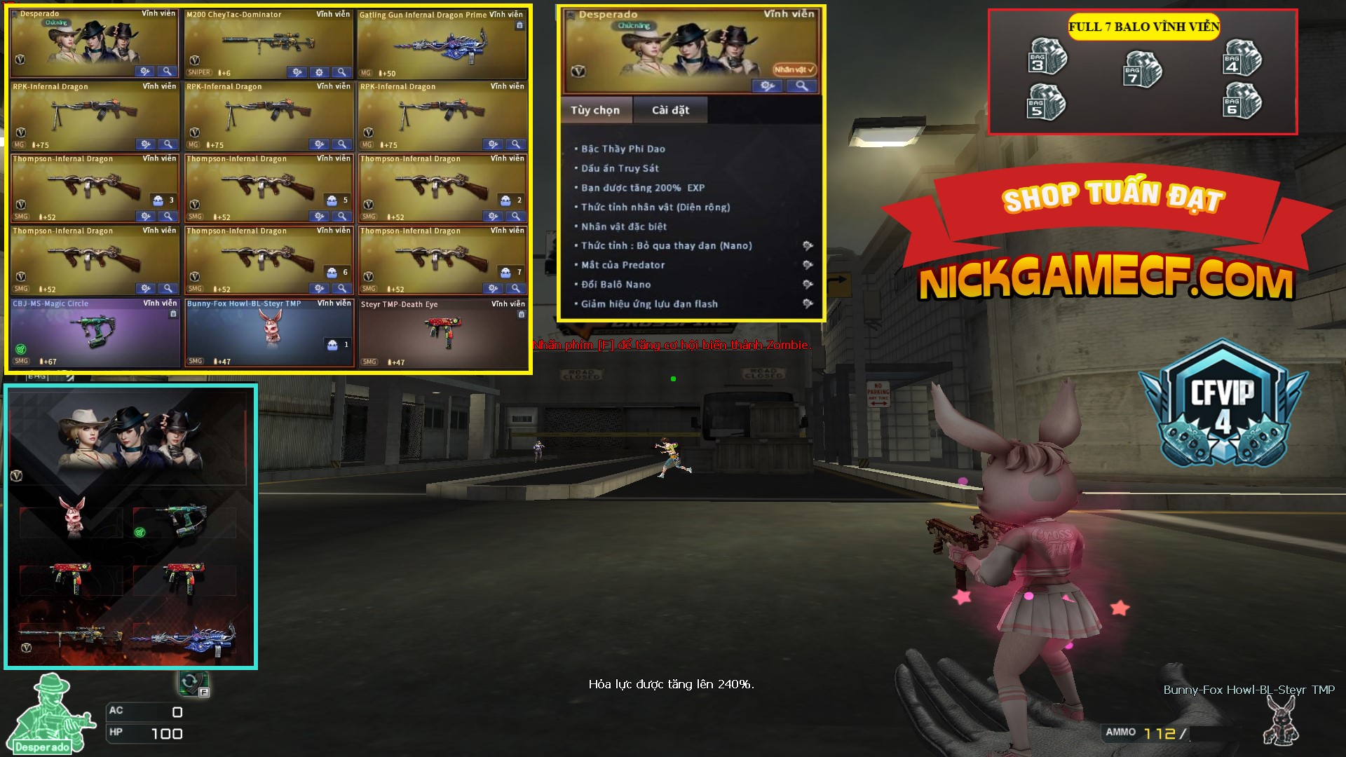 MÃ CF14916 - GIÁ : 5M2 - CHIẾN ZOM XINH, C4 NHẸ - 26 VIP - VIP4