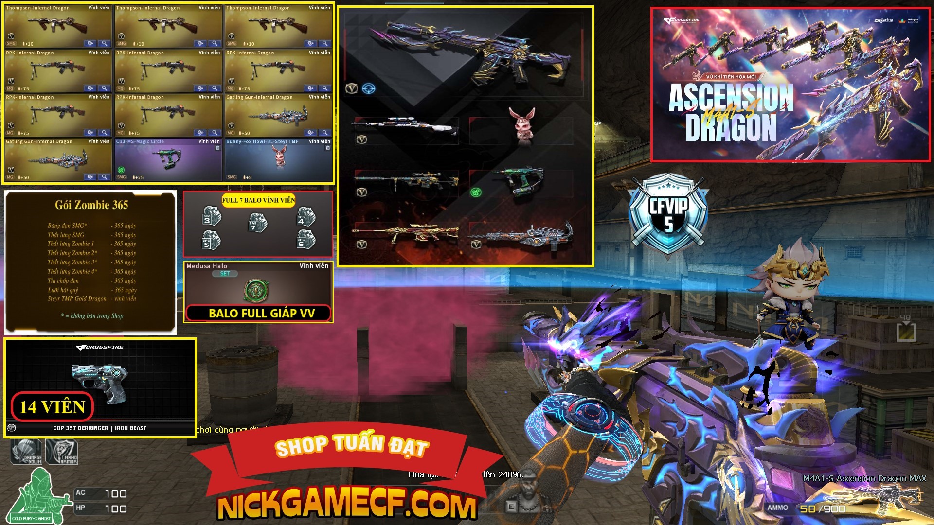 MÃ CF14966 - GIÁ : 7M5 - CHIẾN ZOM + C4 - 62 VIP - VIP5