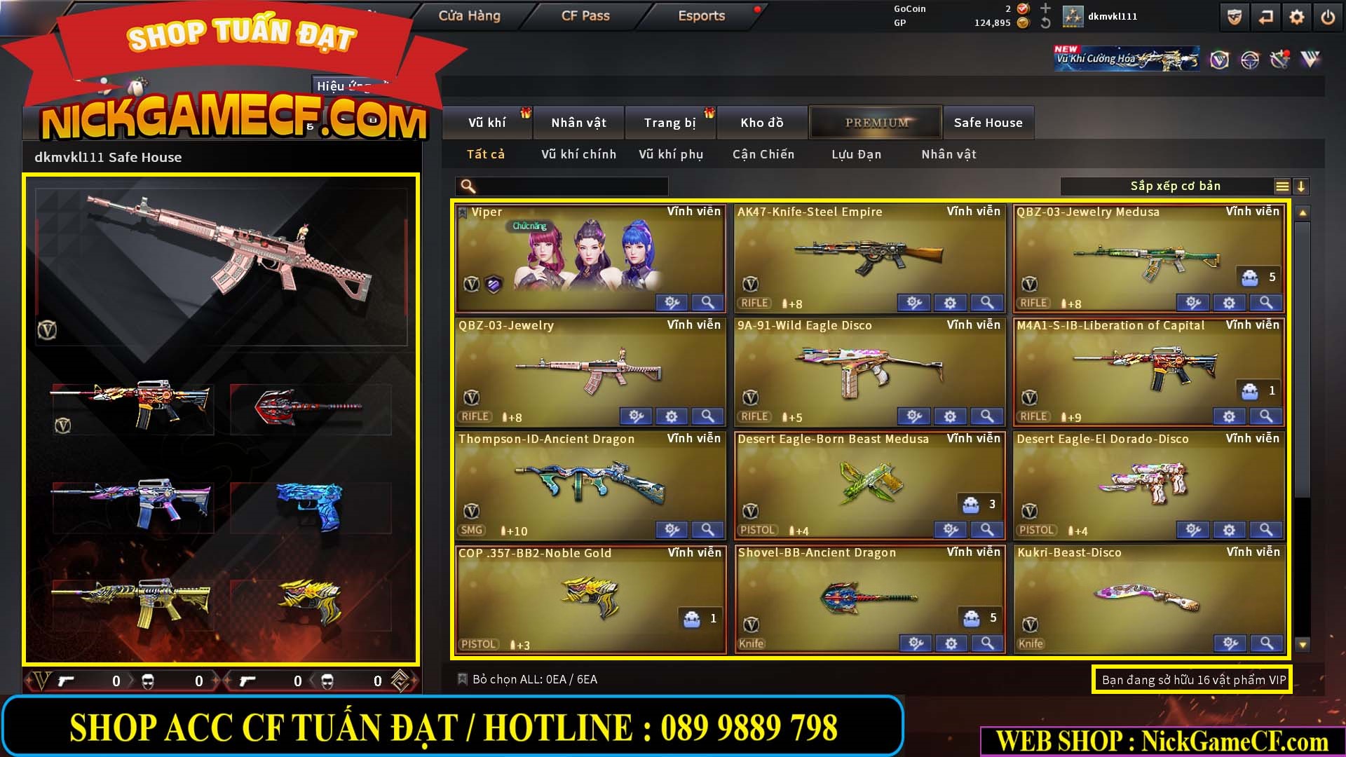 MÃ CF15234 - GIÁ : 1650K - CHIẾN C4 XINH - 16 VIP - TIÊU 400GO UP VIP4