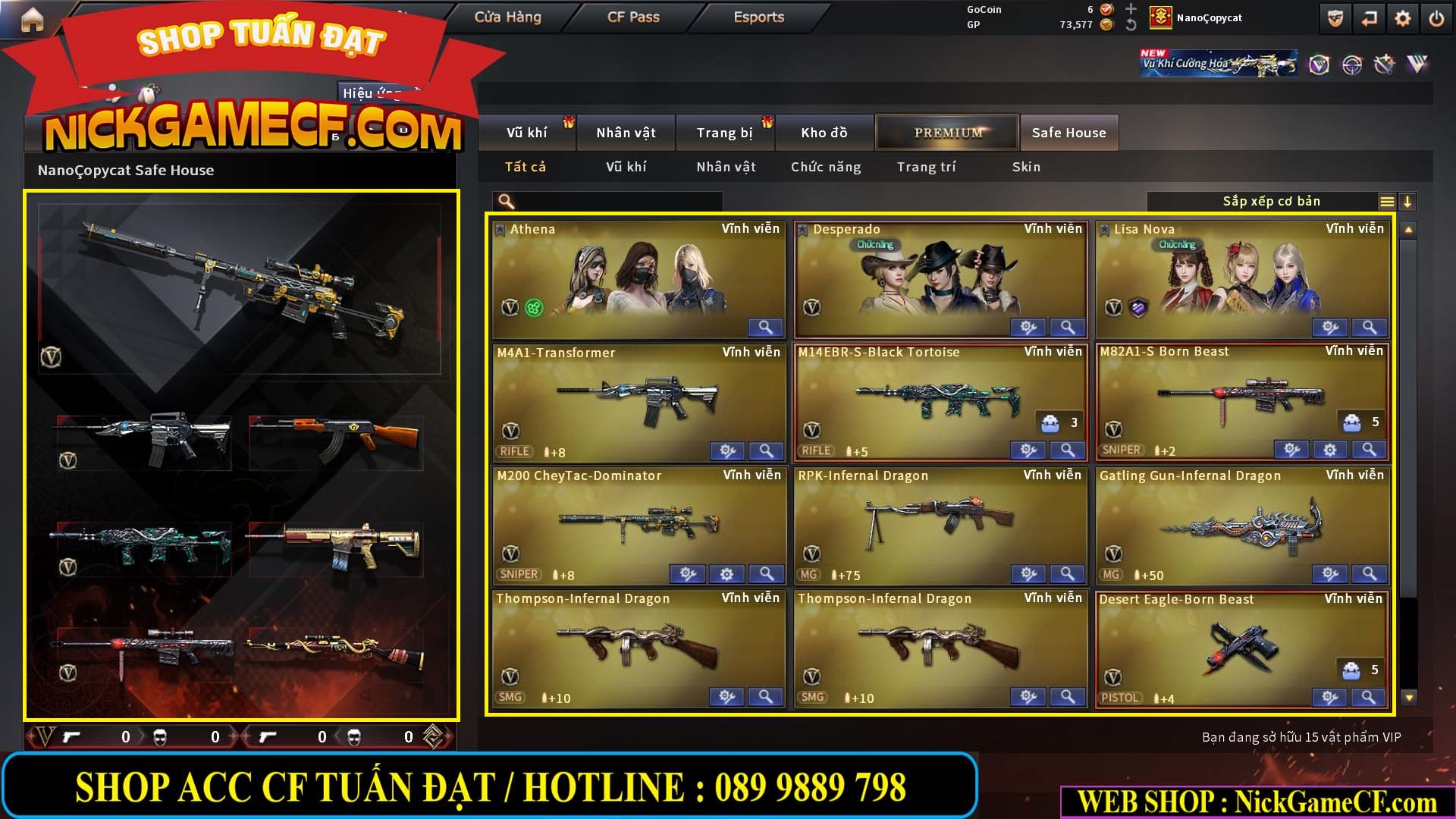 MÃ CF15239 - GIÁ : 2350K - CHIẾN C4 - ZOM NHẸ - 15 VIP - VIP4