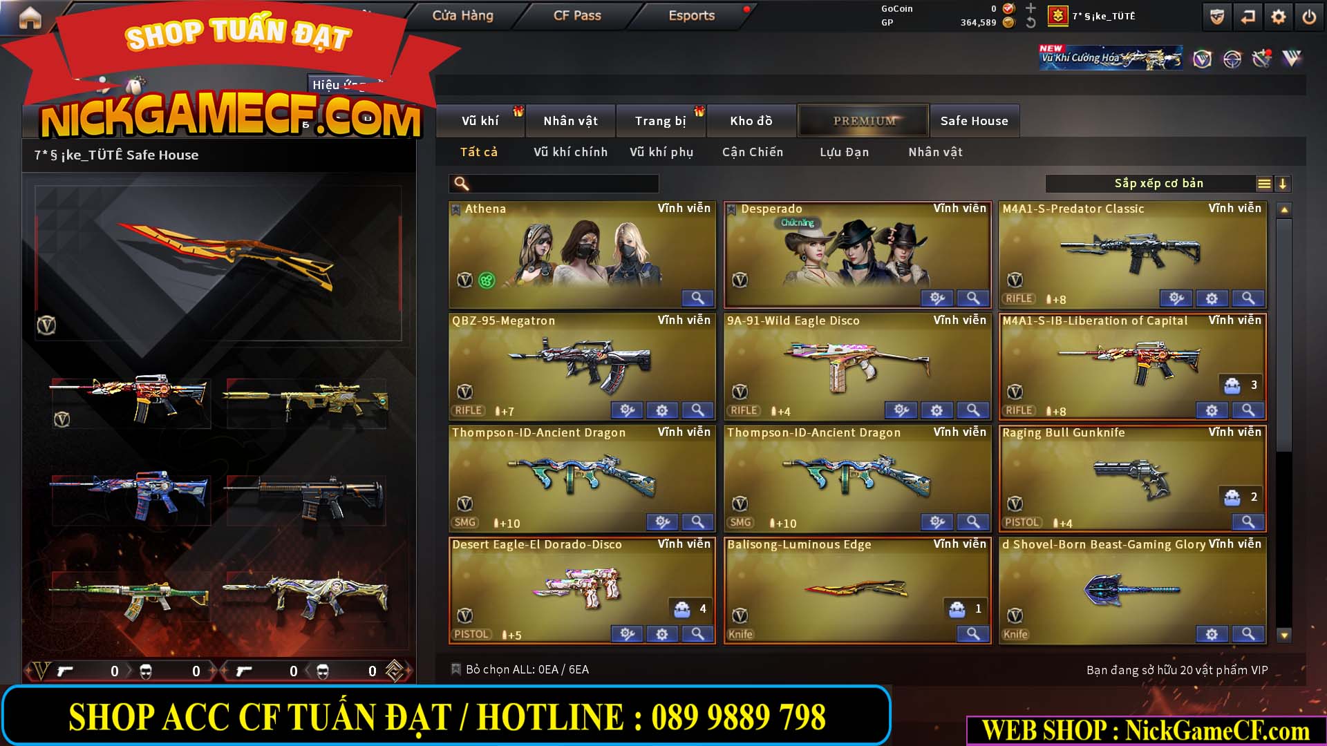 MÃ CF15244 - GIÁ : 2350K - CHIẾN C4 - ZOM NHẸ - 20 VIP - VIP5