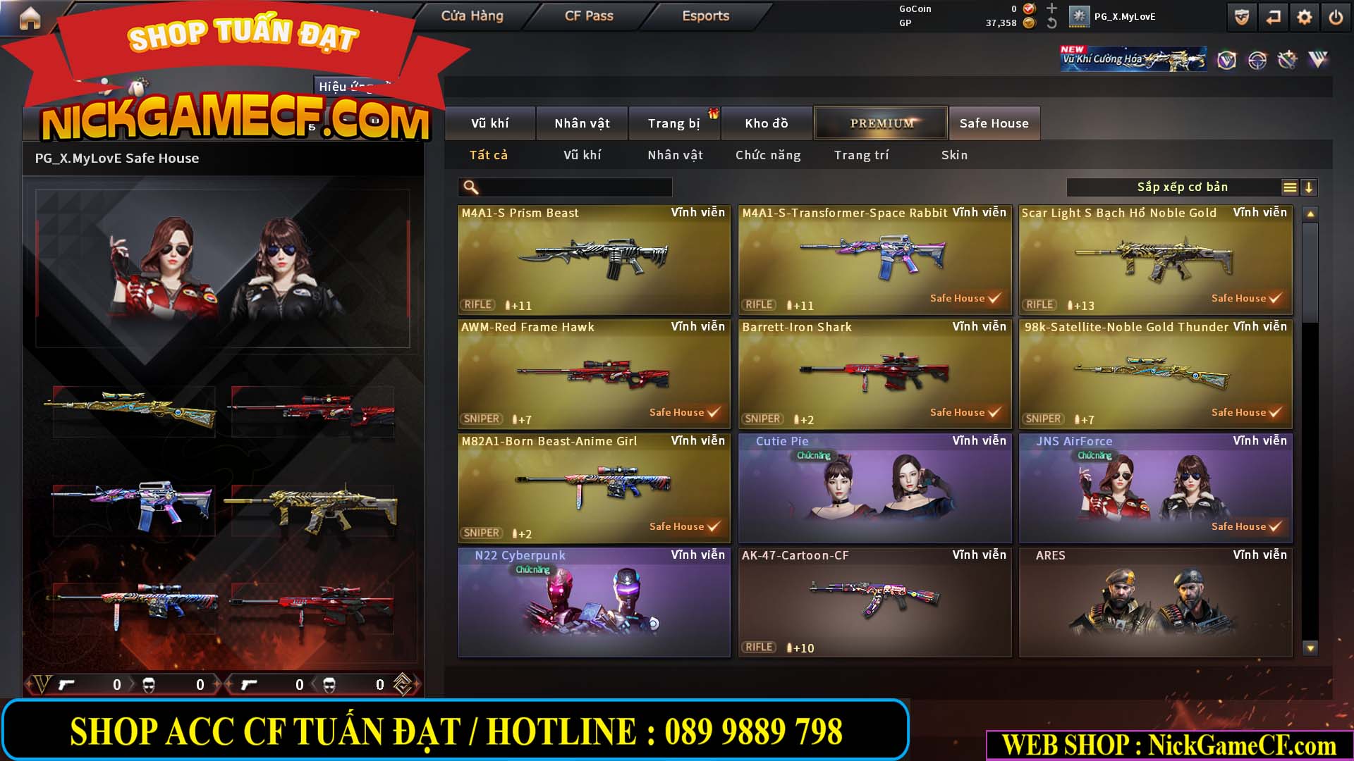 MÃ CF15255 - GIÁ : 450K - ACC NHỎ - 0 VIP