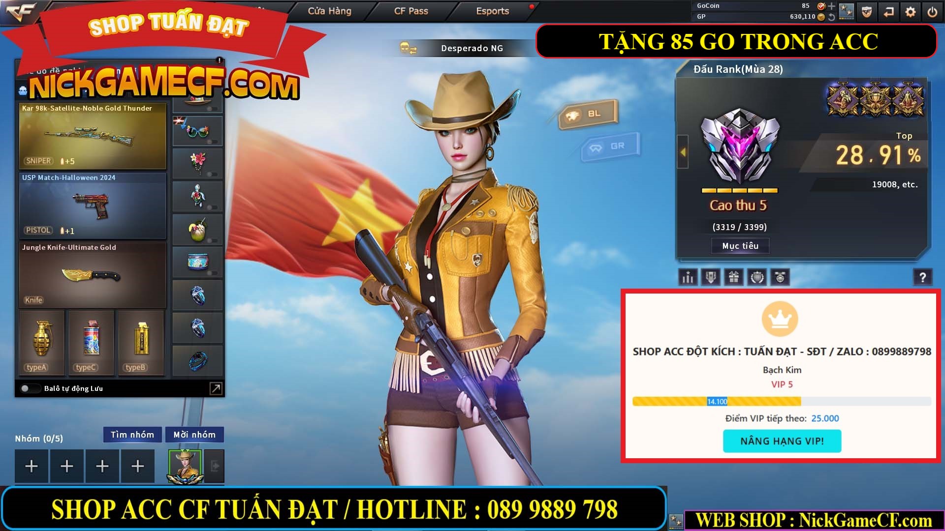 MÃ CF12815 - GIÁ : 3750K - CHIẾN C4 SIÊU HÓT - 9 VIP - VIP5 WEB