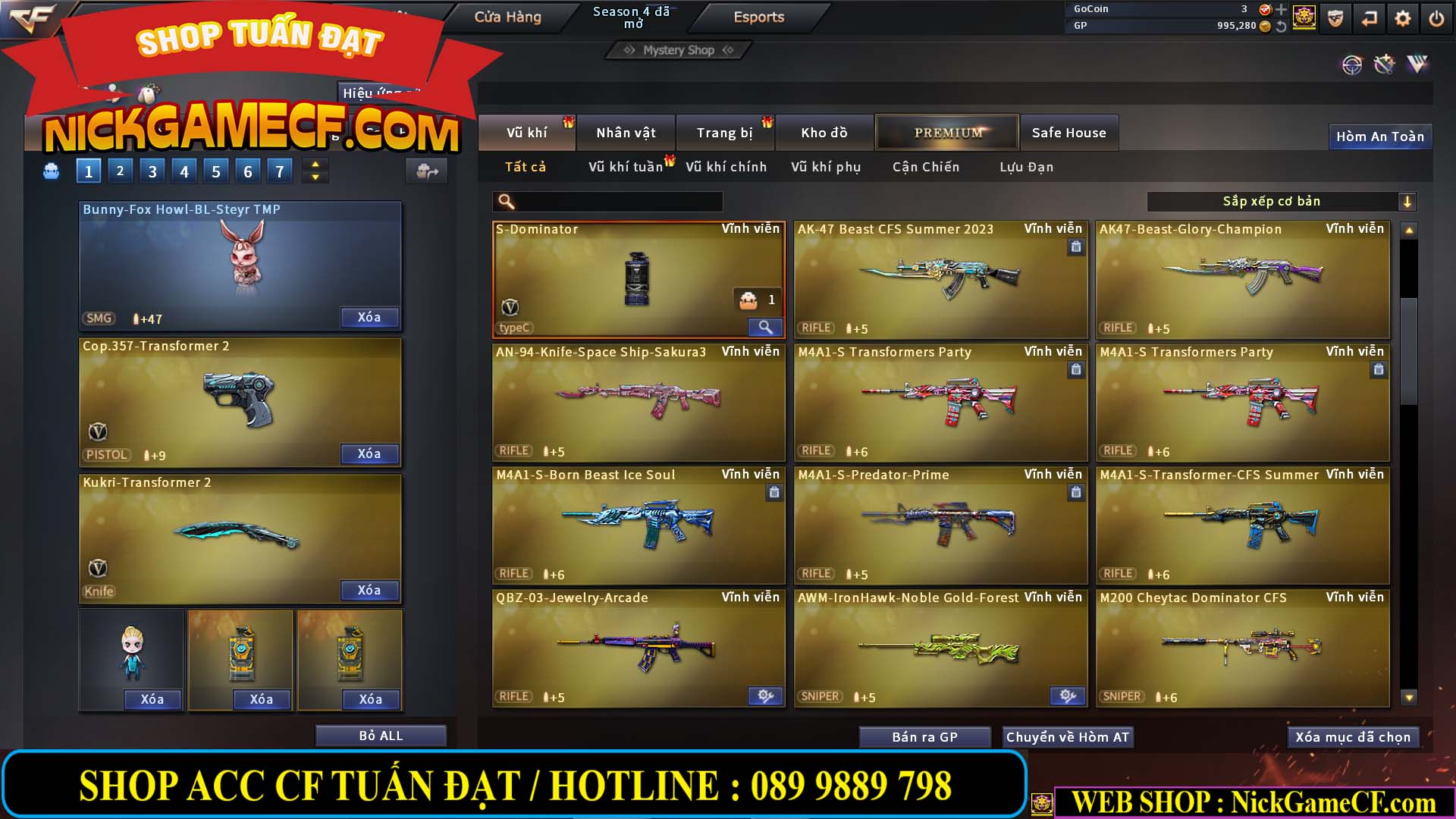 MÃ CF12873 - GIÁ : 9999K - CHIẾN FULL OPTIONS - 78 VIP - VIP6