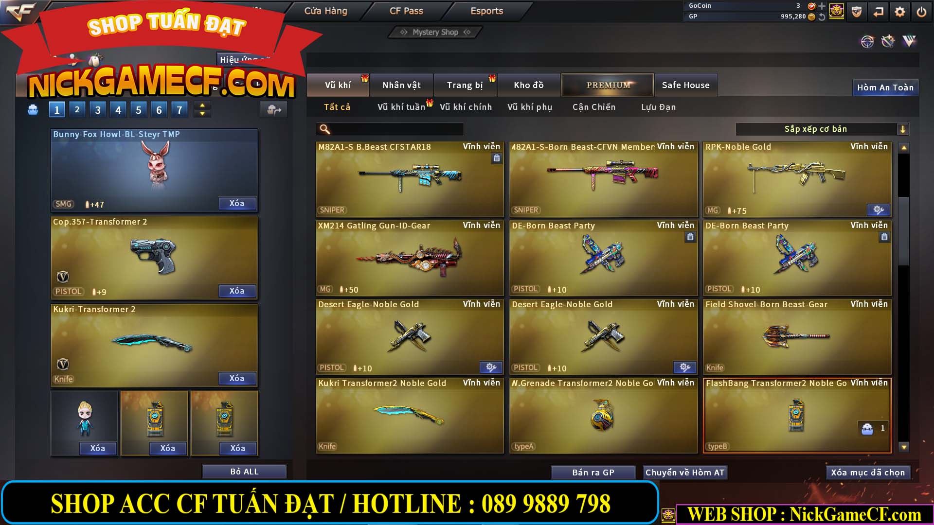 MÃ CF12873 - GIÁ : 9999K - CHIẾN FULL OPTIONS - 78 VIP - VIP6