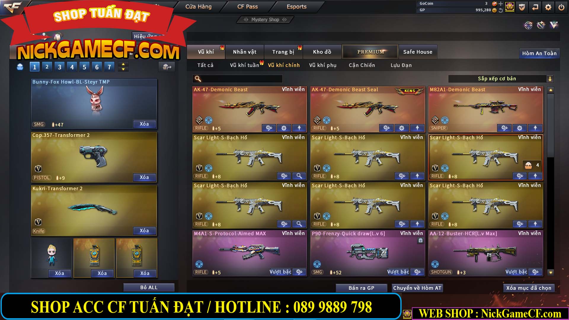 MÃ CF12873 - GIÁ : 9999K - CHIẾN FULL OPTIONS - 78 VIP - VIP6
