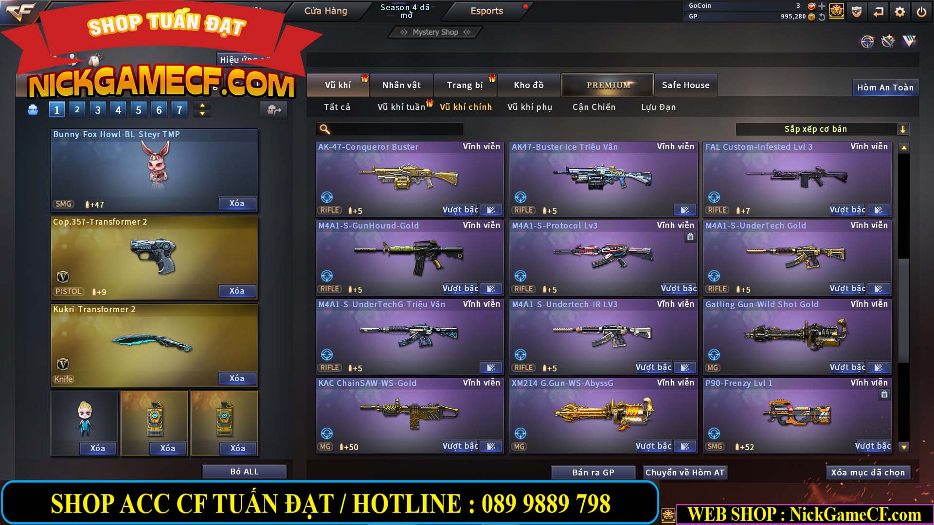 MÃ CF12873 - GIÁ : 9999K - CHIẾN FULL OPTIONS - 78 VIP - VIP6