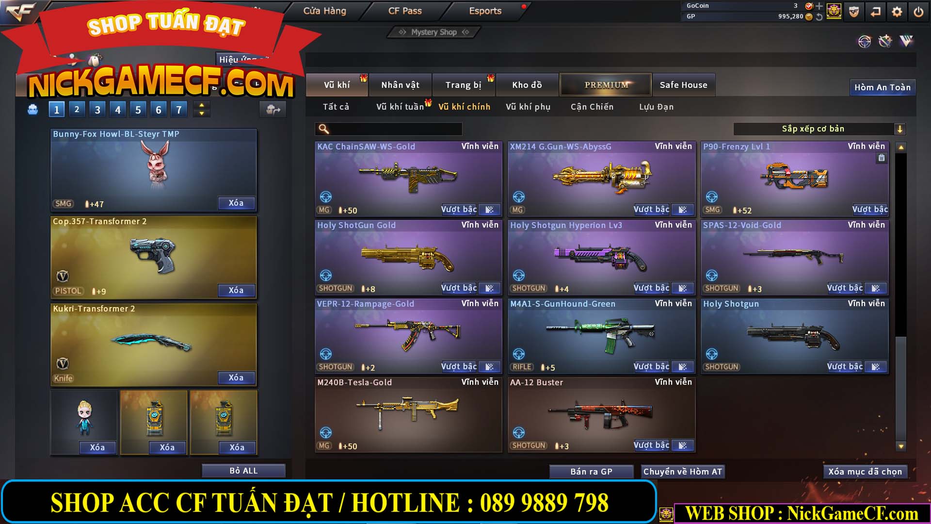 MÃ CF12873 - GIÁ : 9999K - CHIẾN FULL OPTIONS - 78 VIP - VIP6