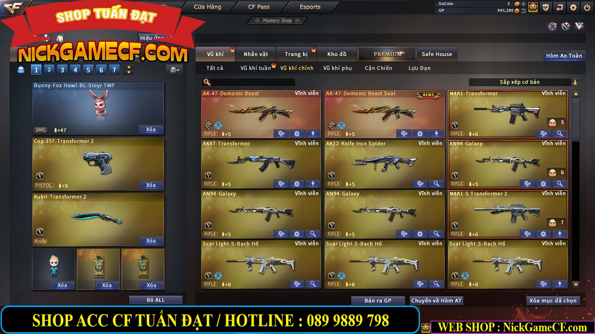 MÃ CF12873 - GIÁ : 9999K - CHIẾN FULL OPTIONS - 78 VIP - VIP6