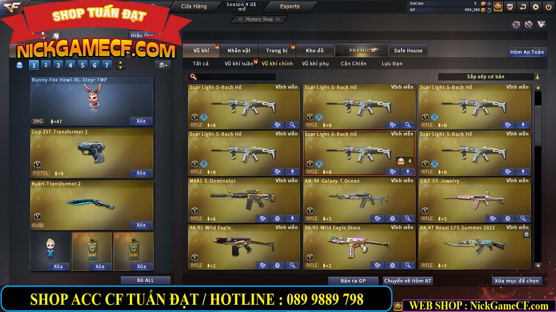 MÃ CF12873 - GIÁ : 9999K - CHIẾN FULL OPTIONS - 78 VIP - VIP6