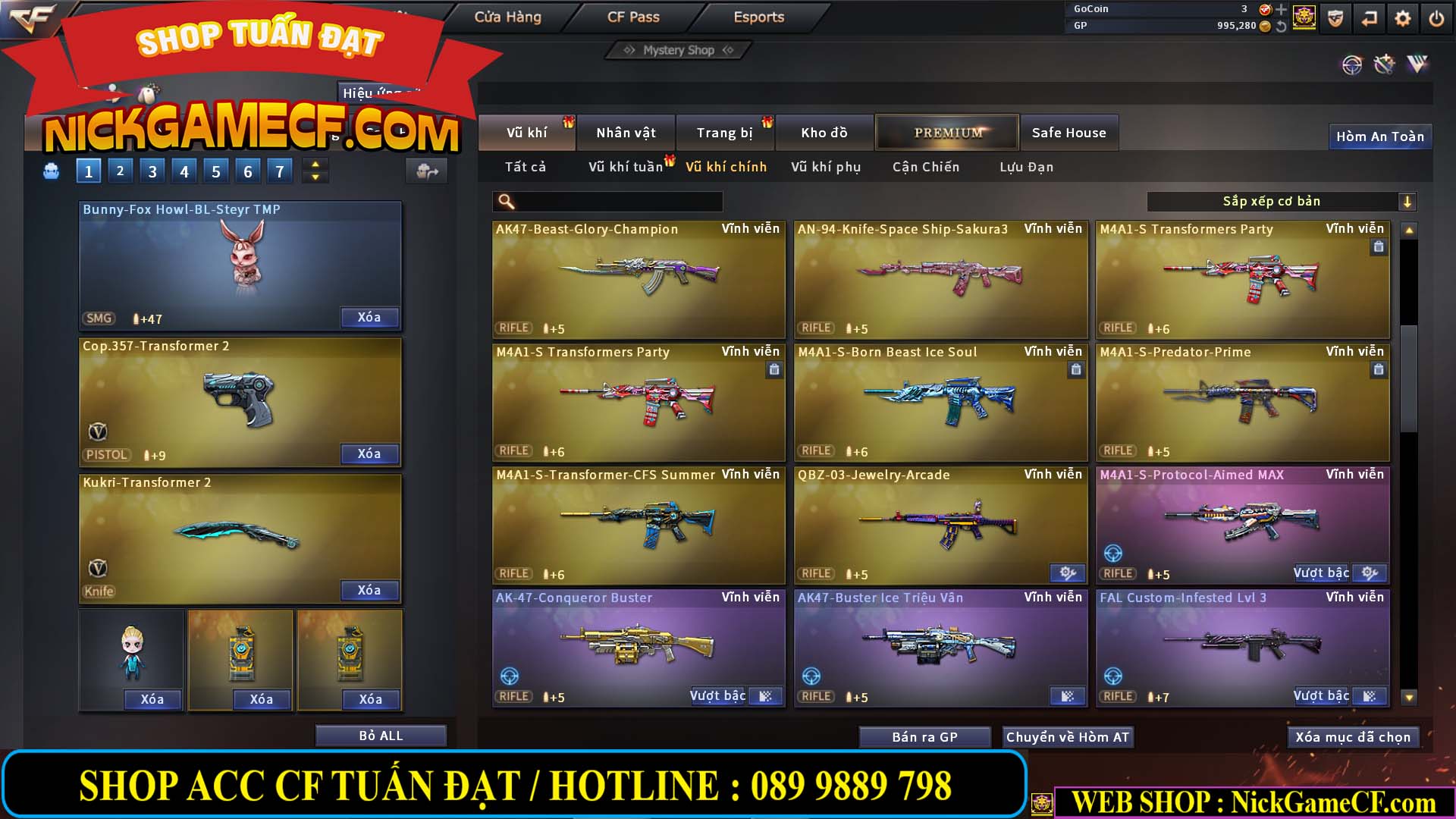 MÃ CF12873 - GIÁ : 9999K - CHIẾN FULL OPTIONS - 78 VIP - VIP6