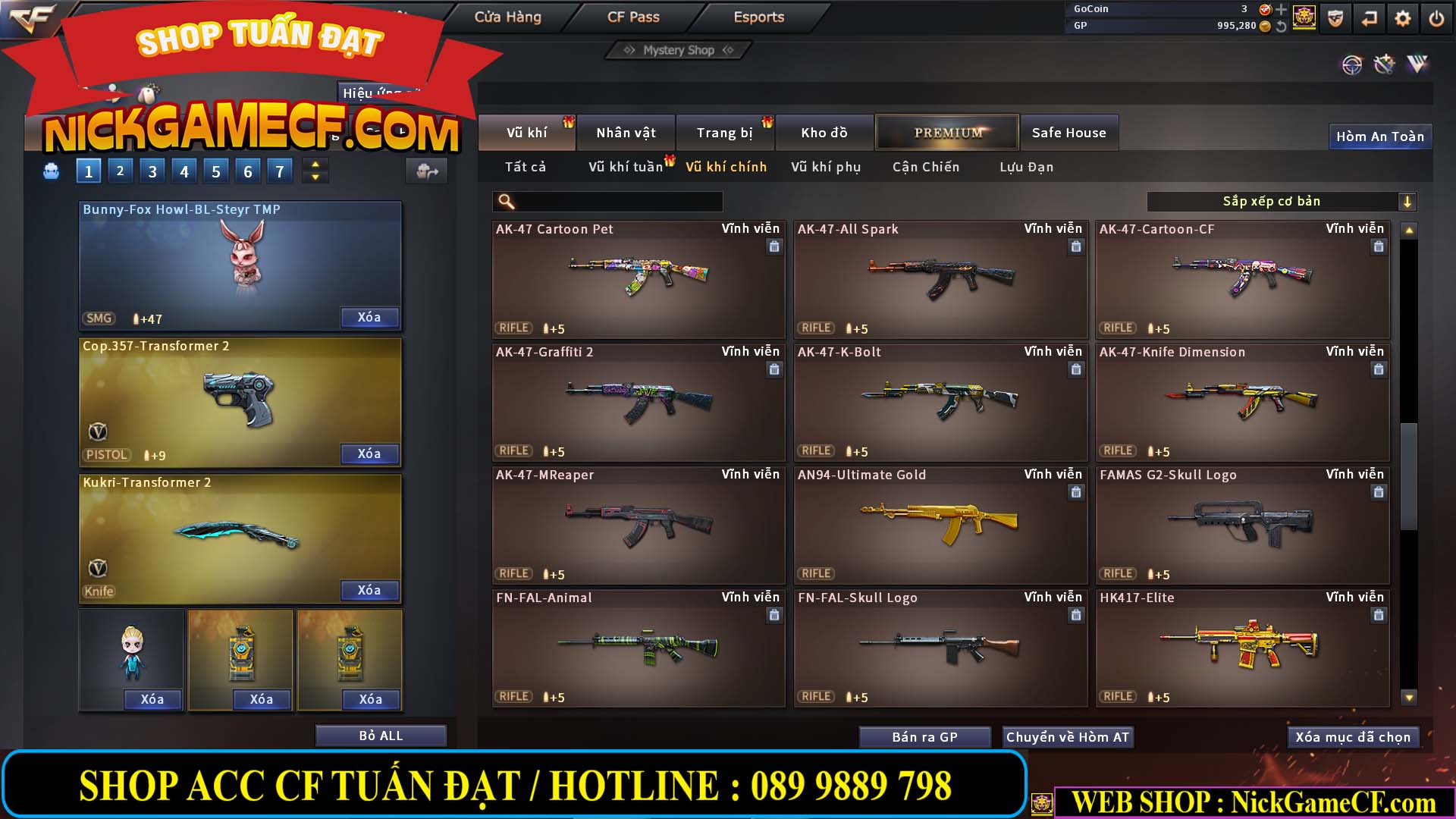MÃ CF12873 - GIÁ : 9999K - CHIẾN FULL OPTIONS - 78 VIP - VIP6