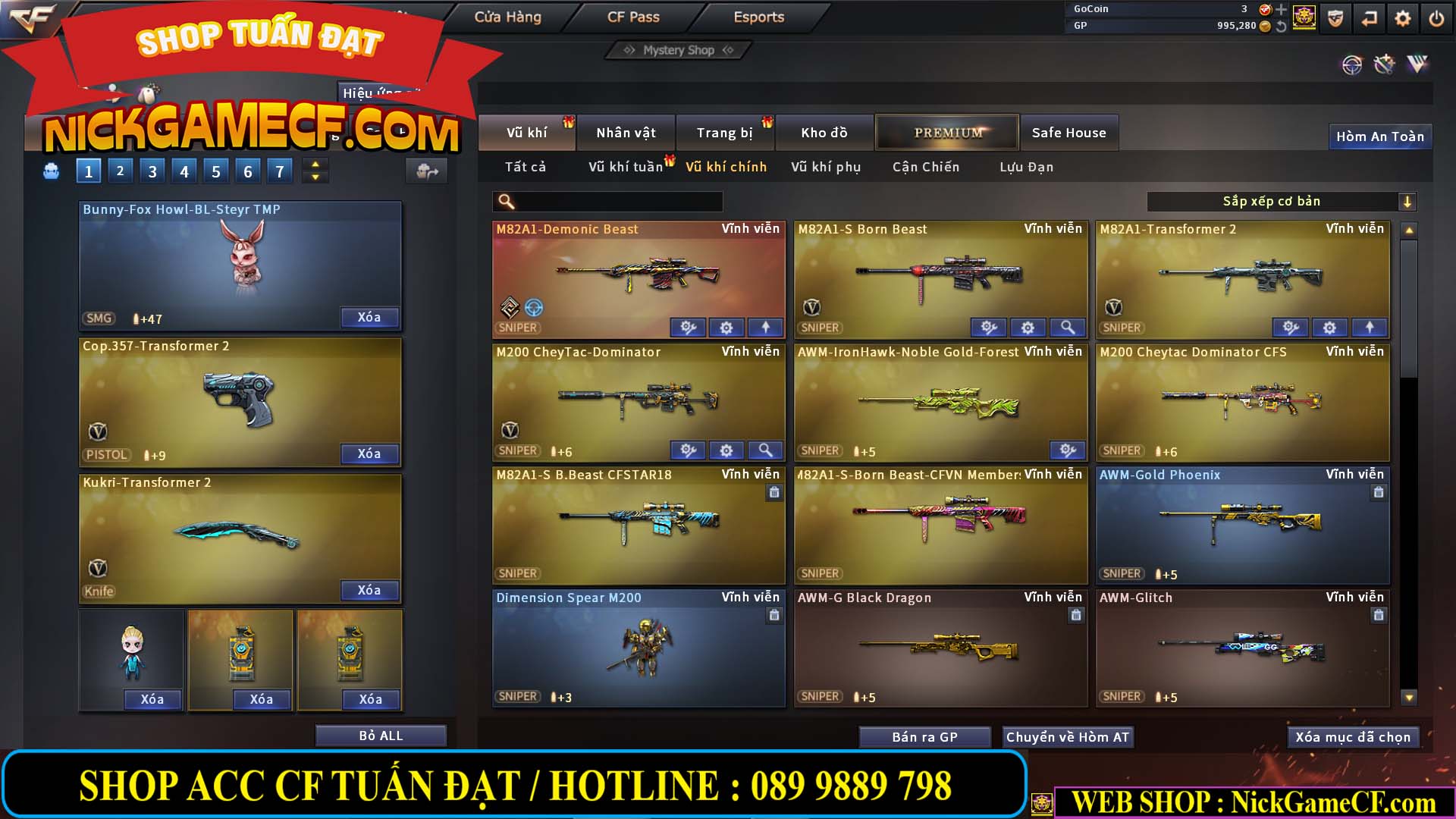 MÃ CF12873 - GIÁ : 9999K - CHIẾN FULL OPTIONS - 78 VIP - VIP6