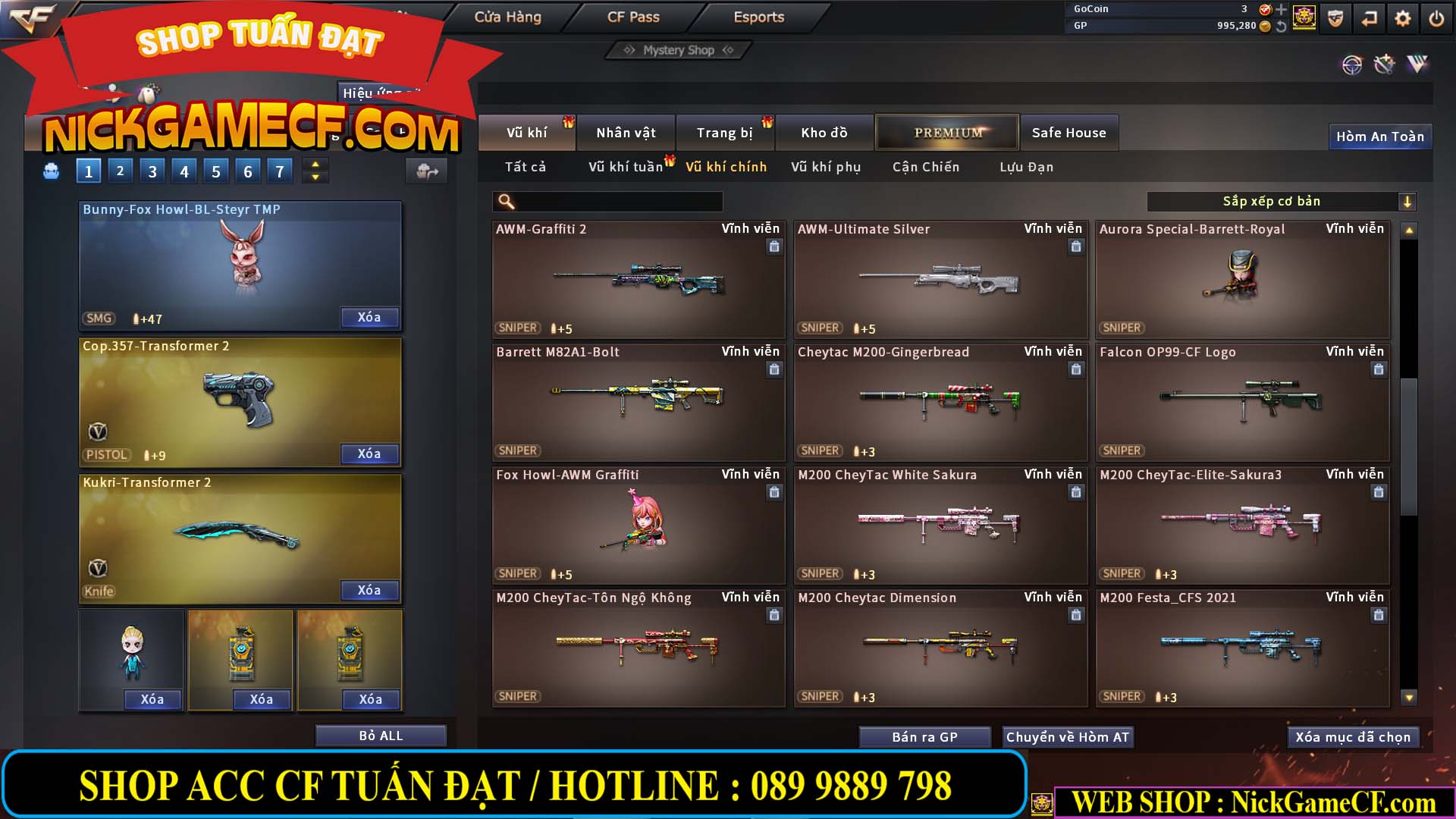 MÃ CF12873 - GIÁ : 9999K - CHIẾN FULL OPTIONS - 78 VIP - VIP6