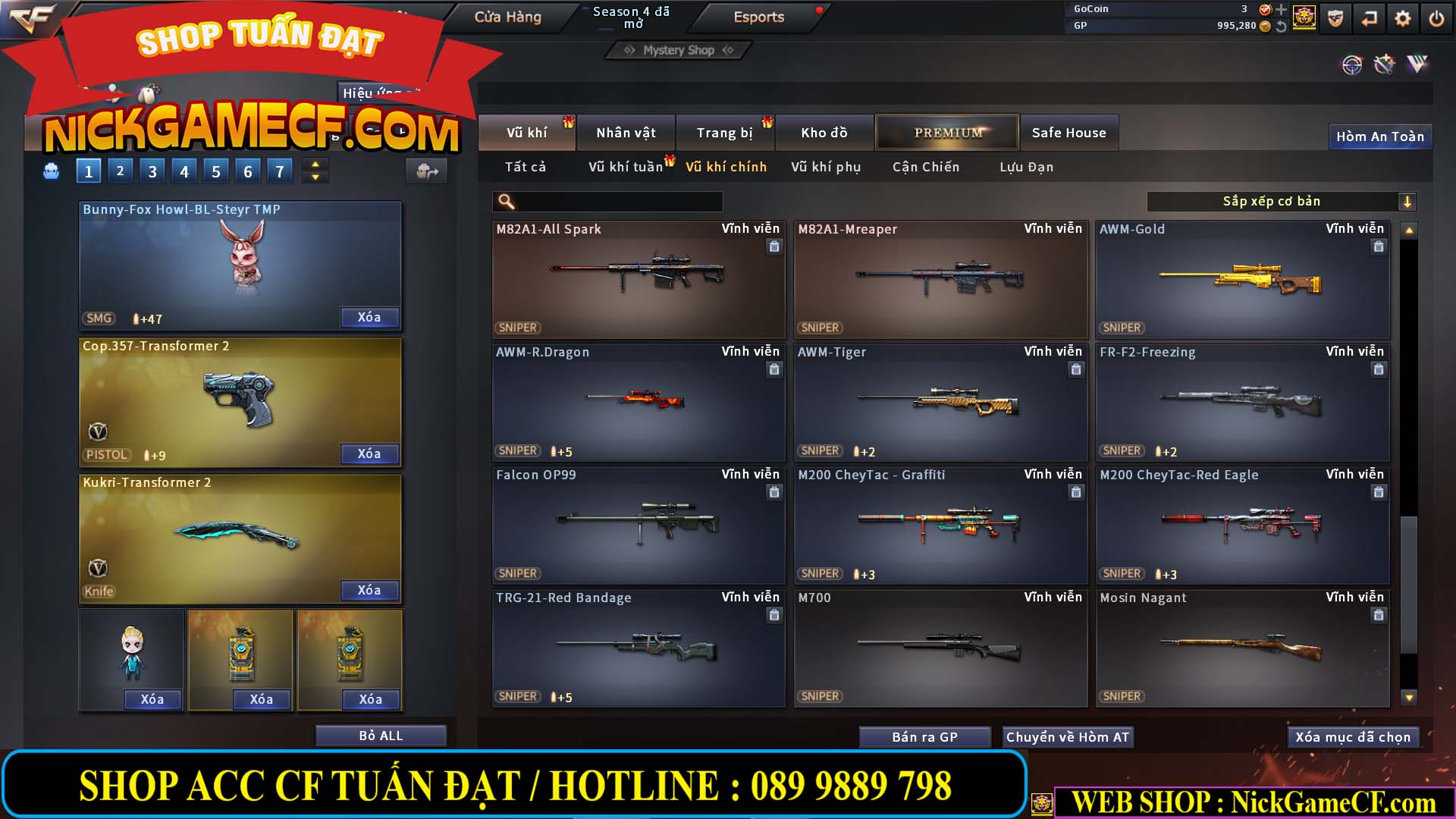 MÃ CF12873 - GIÁ : 9999K - CHIẾN FULL OPTIONS - 78 VIP - VIP6