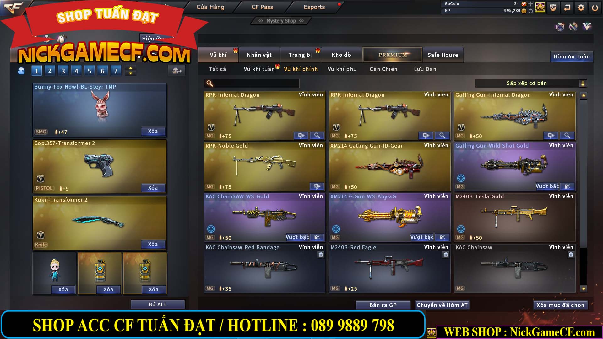 MÃ CF12873 - GIÁ : 9999K - CHIẾN FULL OPTIONS - 78 VIP - VIP6
