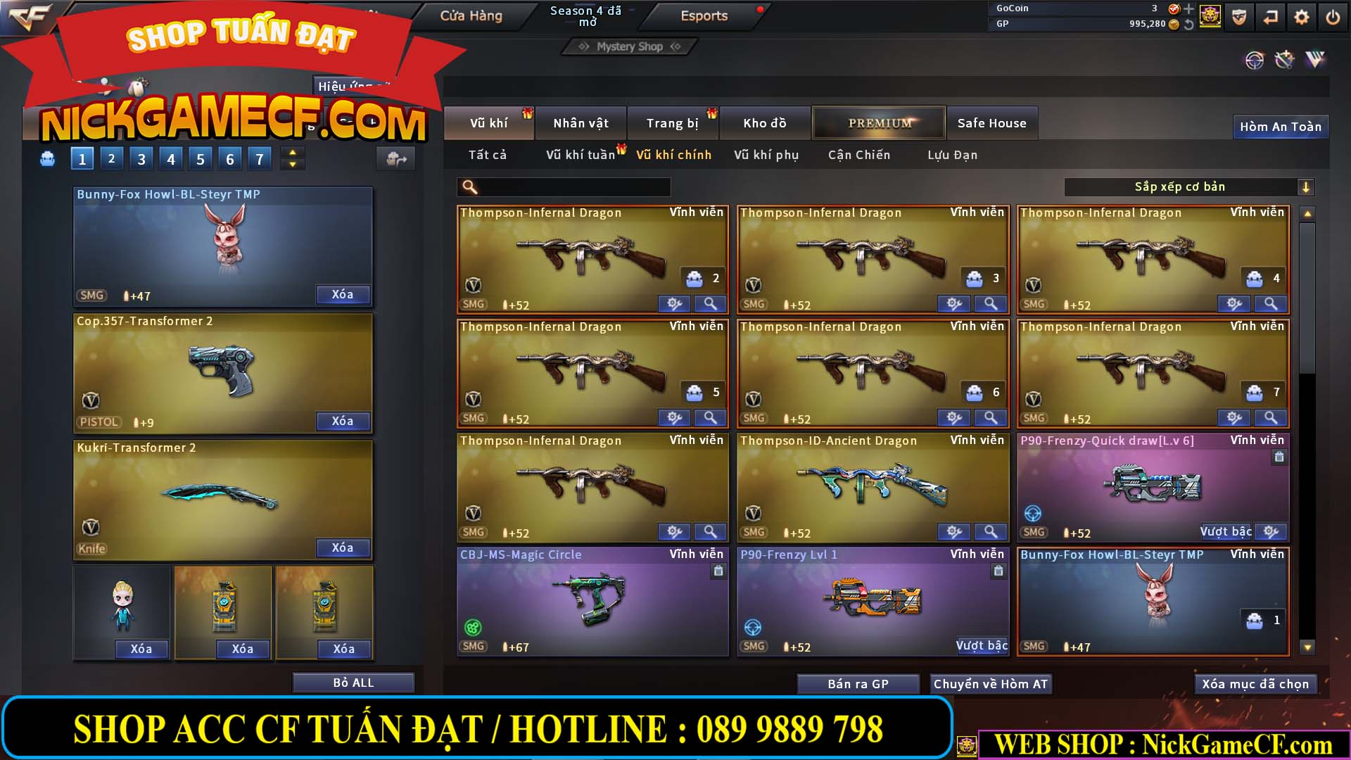 MÃ CF12873 - GIÁ : 9999K - CHIẾN FULL OPTIONS - 78 VIP - VIP6