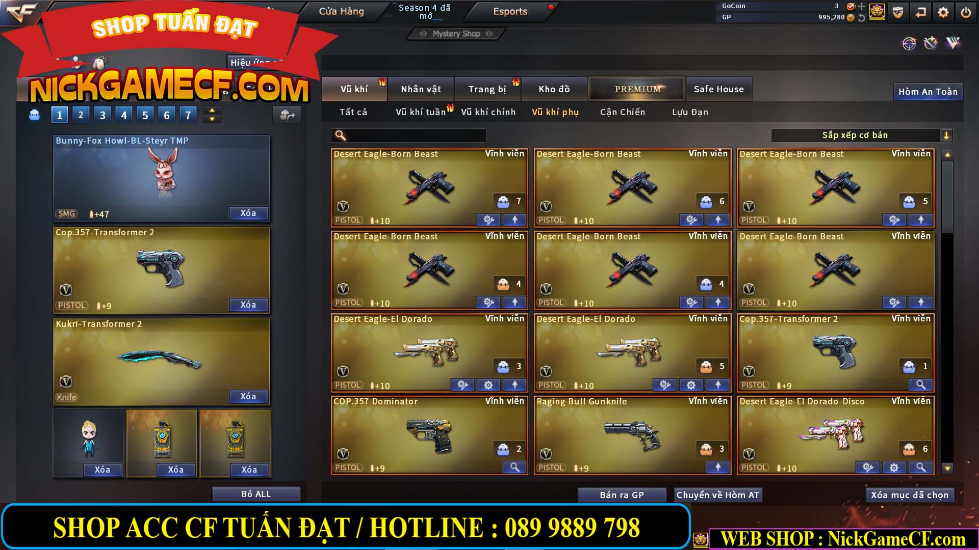 MÃ CF12873 - GIÁ : 9999K - CHIẾN FULL OPTIONS - 78 VIP - VIP6