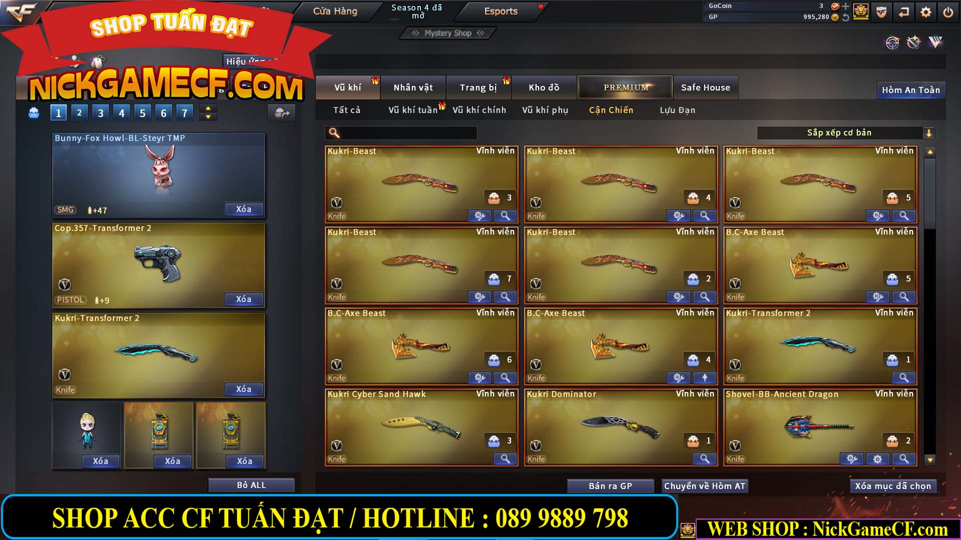 MÃ CF12873 - GIÁ : 9999K - CHIẾN FULL OPTIONS - 78 VIP - VIP6