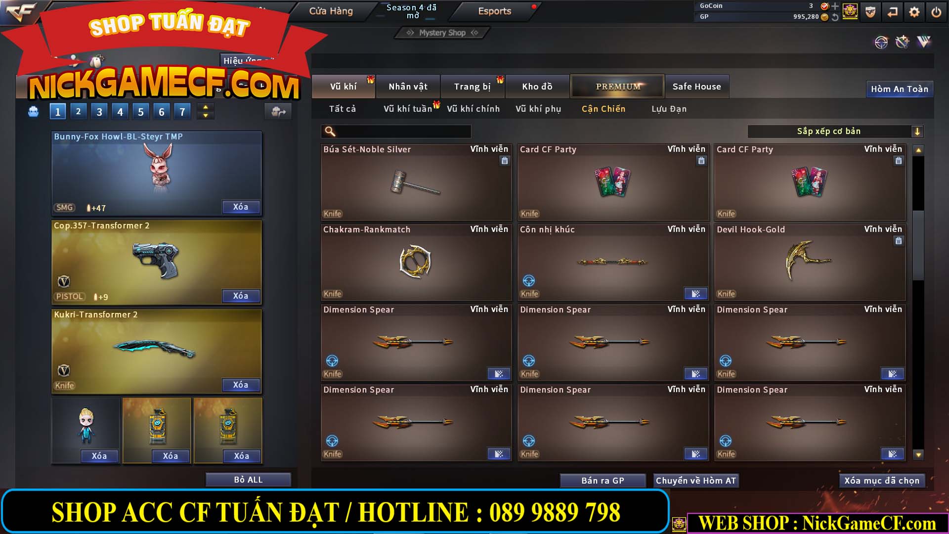 MÃ CF12873 - GIÁ : 9999K - CHIẾN FULL OPTIONS - 78 VIP - VIP6