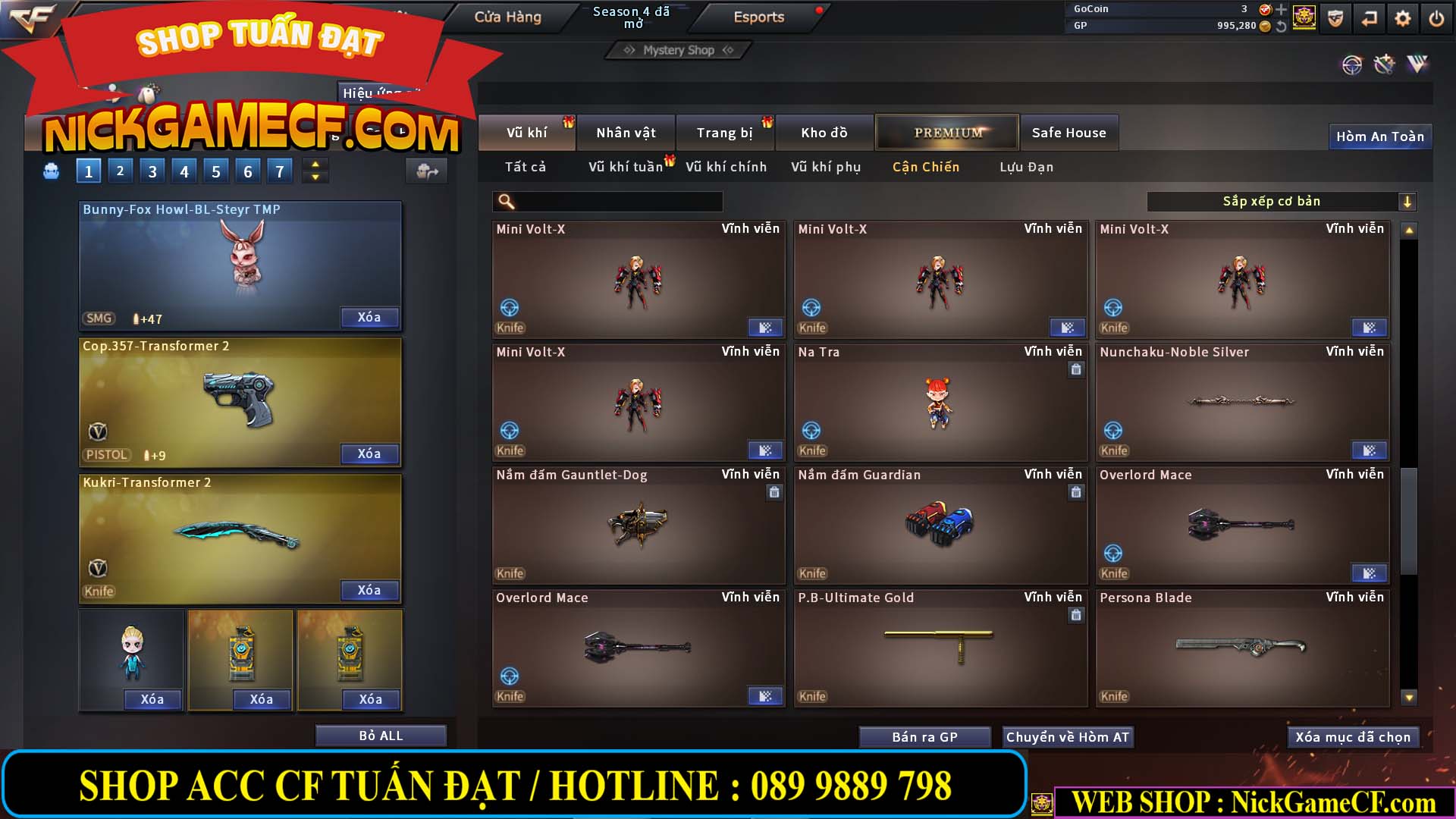 MÃ CF12873 - GIÁ : 9999K - CHIẾN FULL OPTIONS - 78 VIP - VIP6