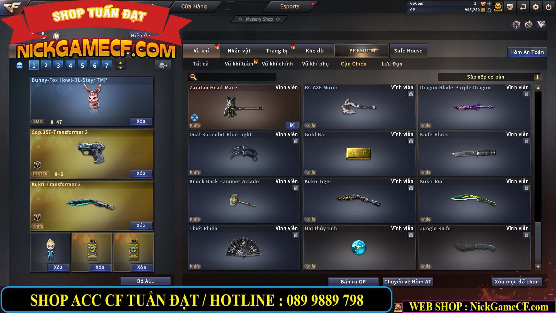 MÃ CF12873 - GIÁ : 9999K - CHIẾN FULL OPTIONS - 78 VIP - VIP6