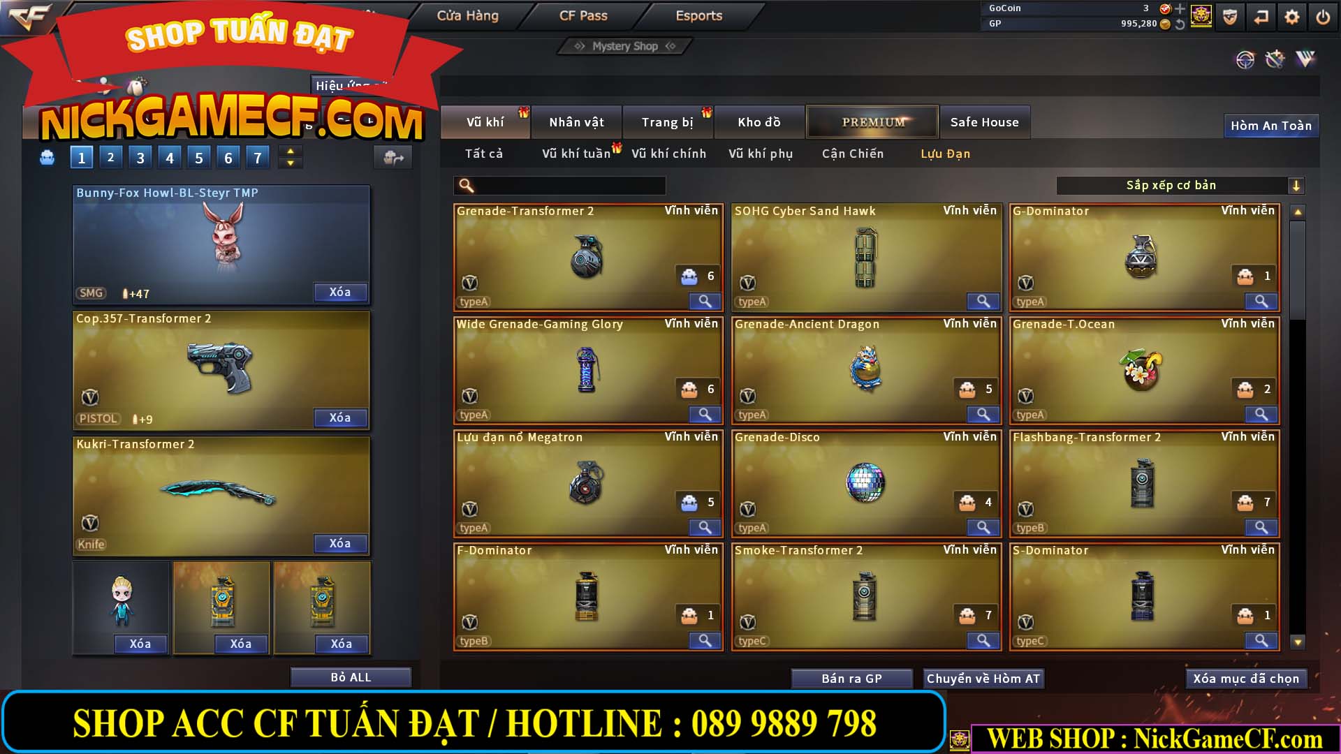 MÃ CF12873 - GIÁ : 9999K - CHIẾN FULL OPTIONS - 78 VIP - VIP6