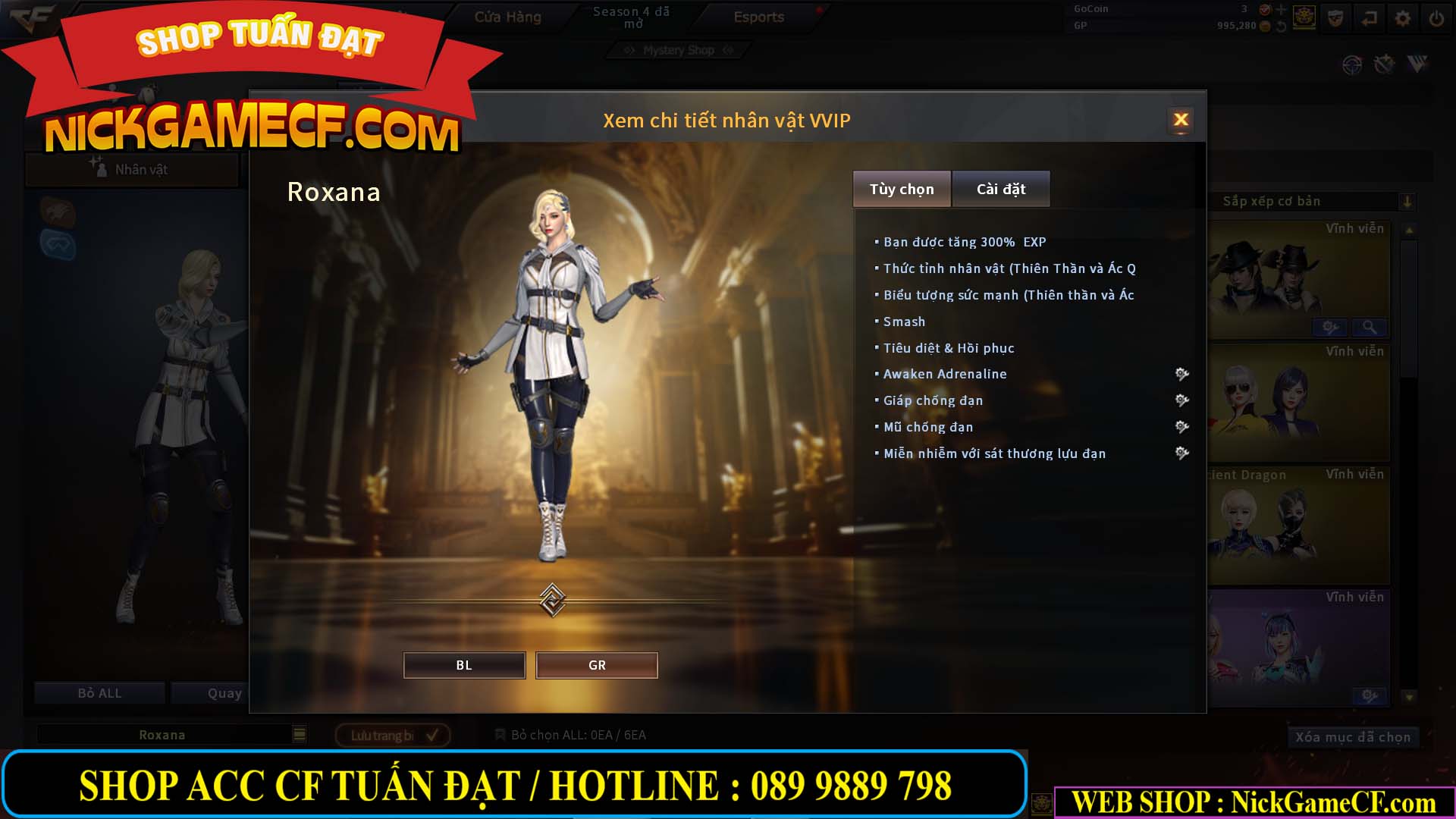 MÃ CF12873 - GIÁ : 9999K - CHIẾN FULL OPTIONS - 78 VIP - VIP6