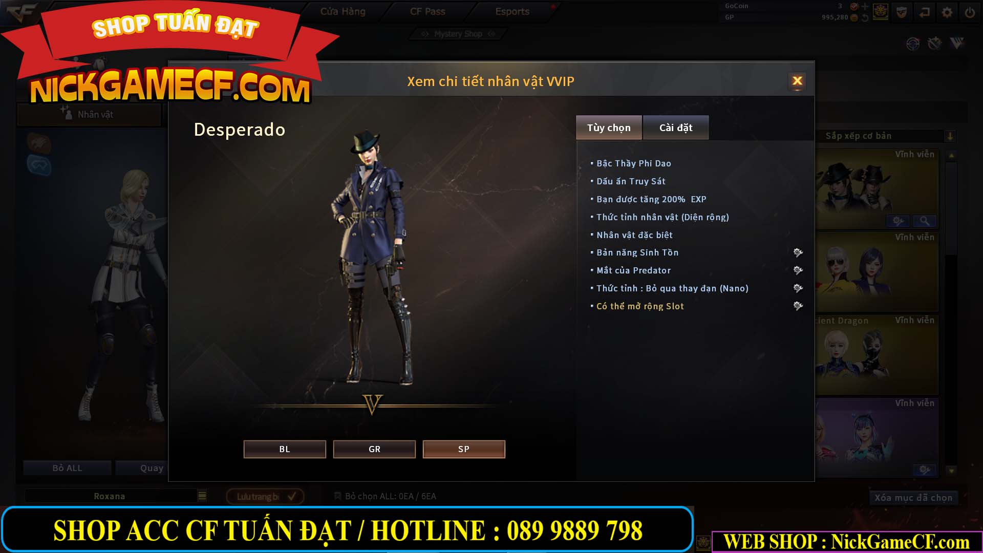 MÃ CF12873 - GIÁ : 9999K - CHIẾN FULL OPTIONS - 78 VIP - VIP6