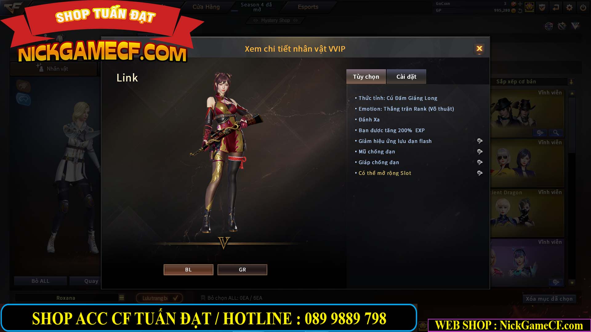 MÃ CF12873 - GIÁ : 9999K - CHIẾN FULL OPTIONS - 78 VIP - VIP6