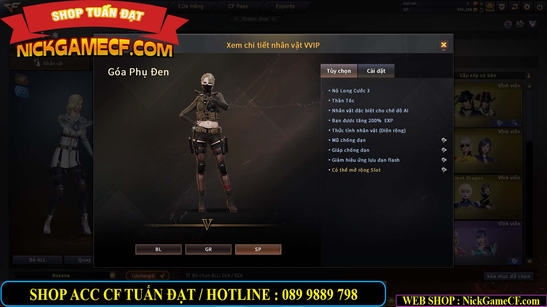 MÃ CF12873 - GIÁ : 9999K - CHIẾN FULL OPTIONS - 78 VIP - VIP6