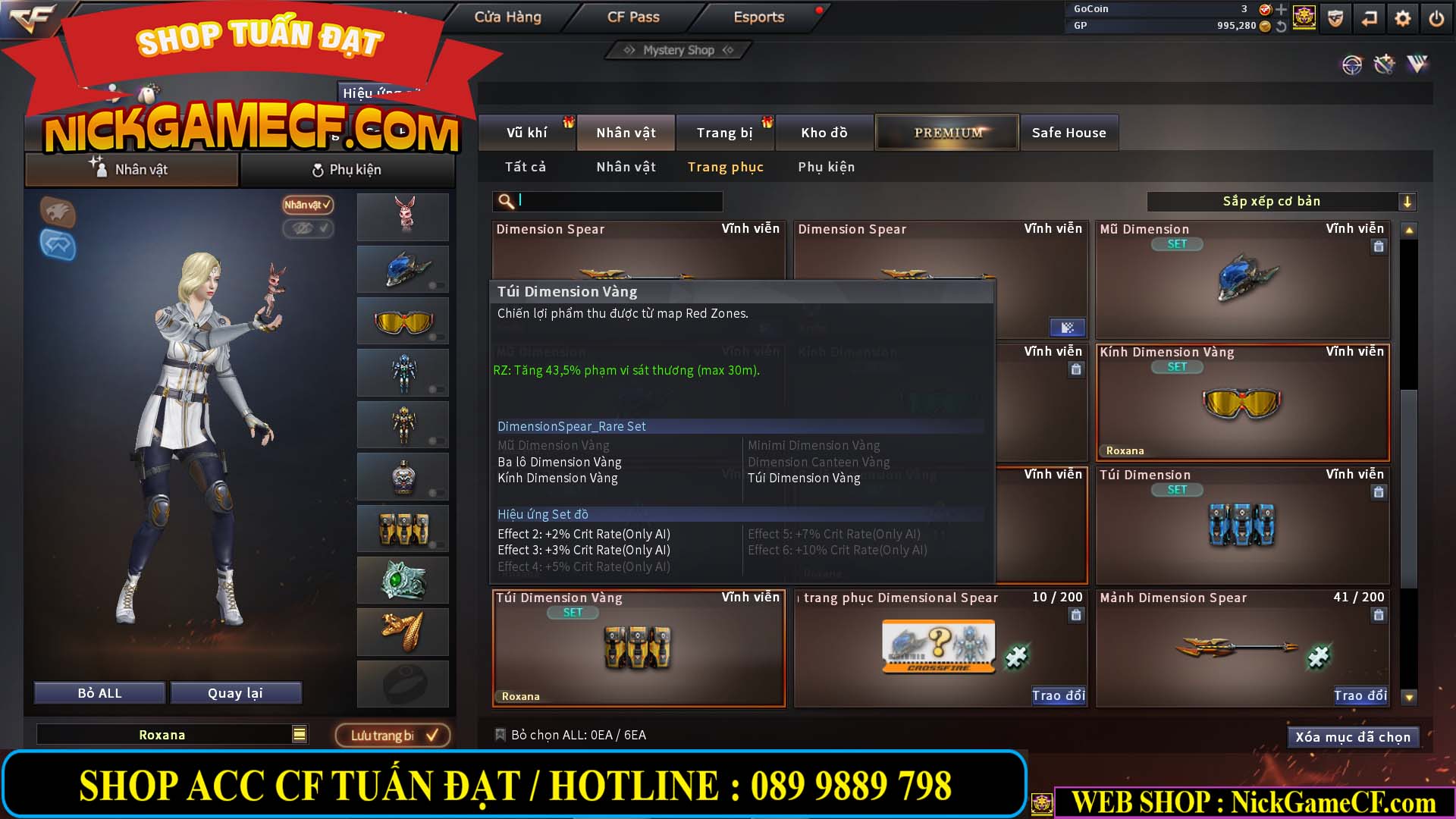 MÃ CF12873 - GIÁ : 9999K - CHIẾN FULL OPTIONS - 78 VIP - VIP6
