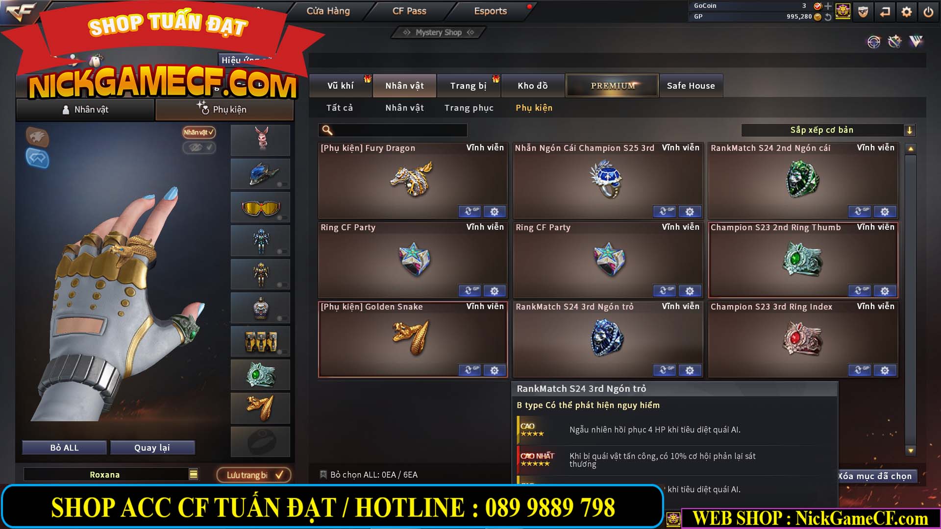 MÃ CF12873 - GIÁ : 9999K - CHIẾN FULL OPTIONS - 78 VIP - VIP6