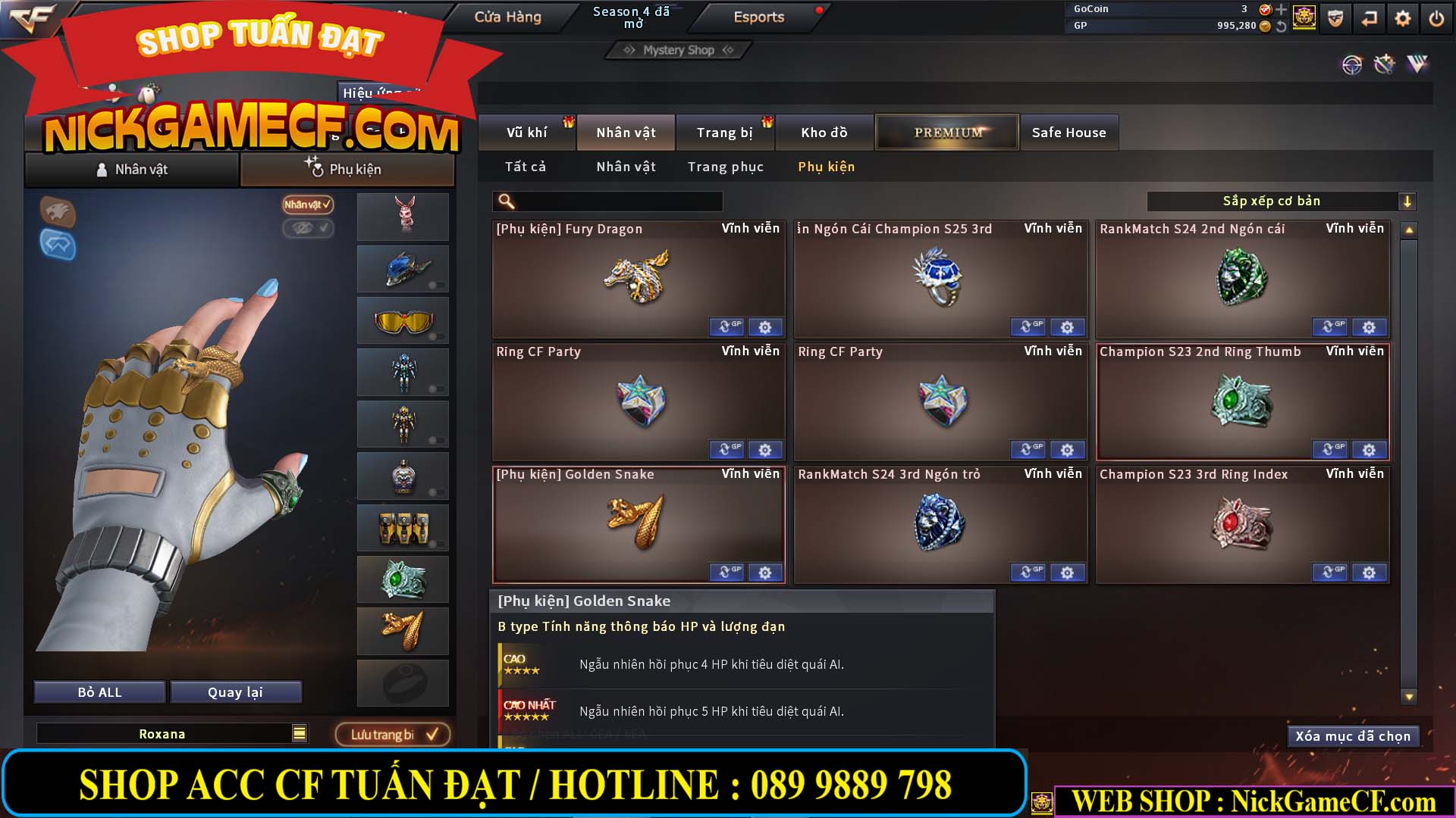MÃ CF12873 - GIÁ : 9999K - CHIẾN FULL OPTIONS - 78 VIP - VIP6