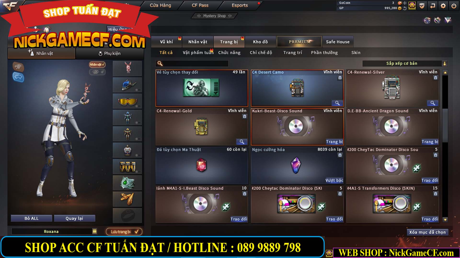 MÃ CF12873 - GIÁ : 9999K - CHIẾN FULL OPTIONS - 78 VIP - VIP6