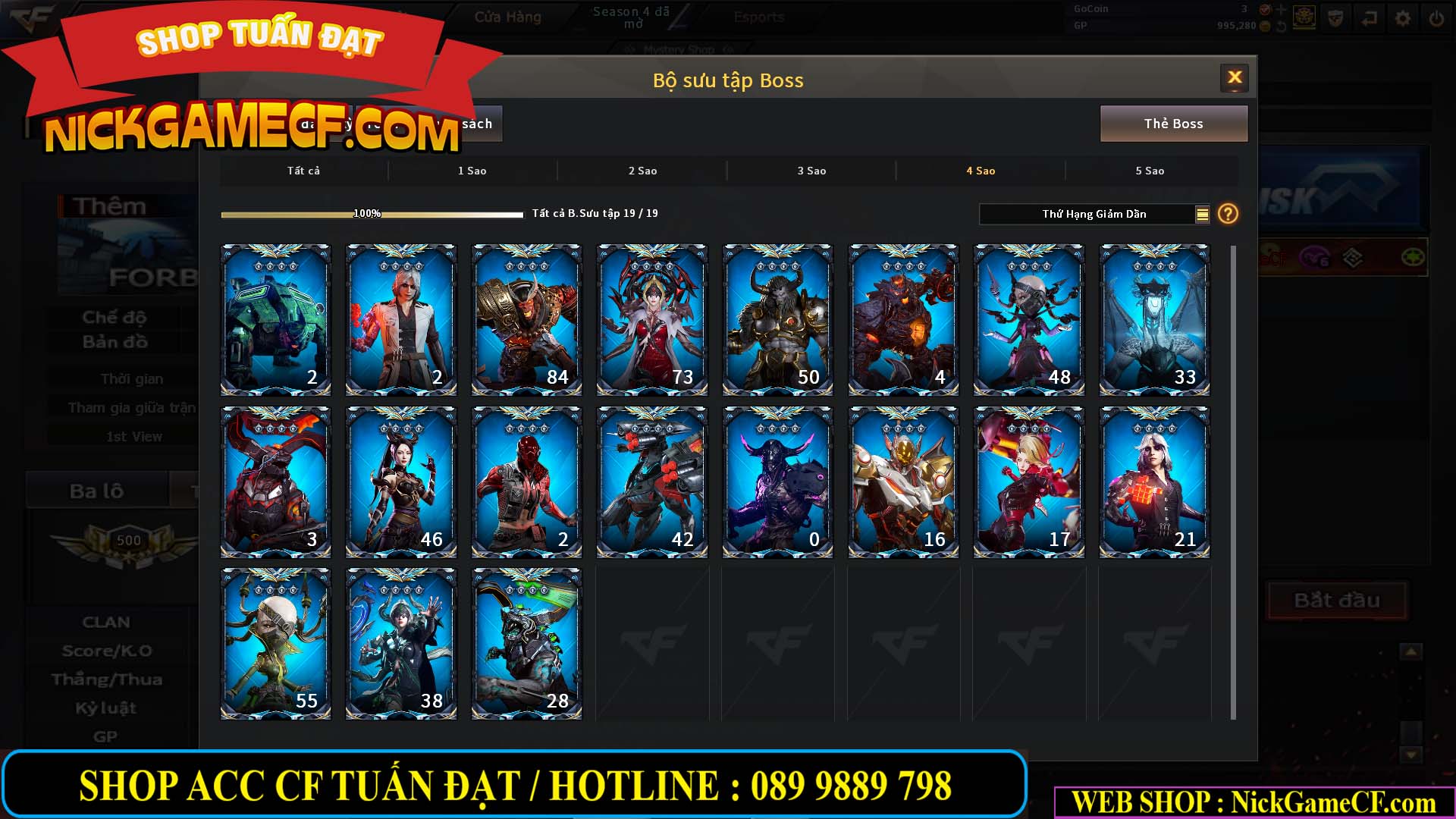 MÃ CF12873 - GIÁ : 9999K - CHIẾN FULL OPTIONS - 78 VIP - VIP6