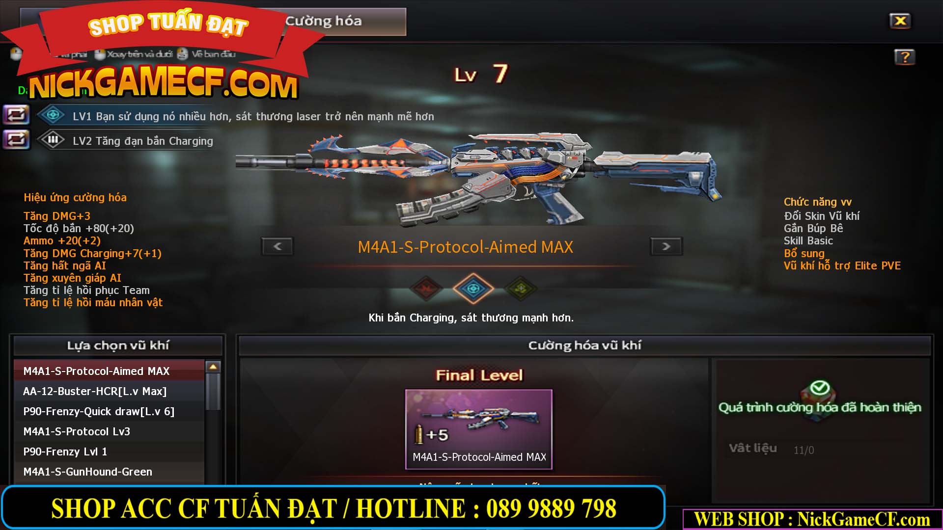 MÃ CF12873 - GIÁ : 9999K - CHIẾN FULL OPTIONS - 78 VIP - VIP6