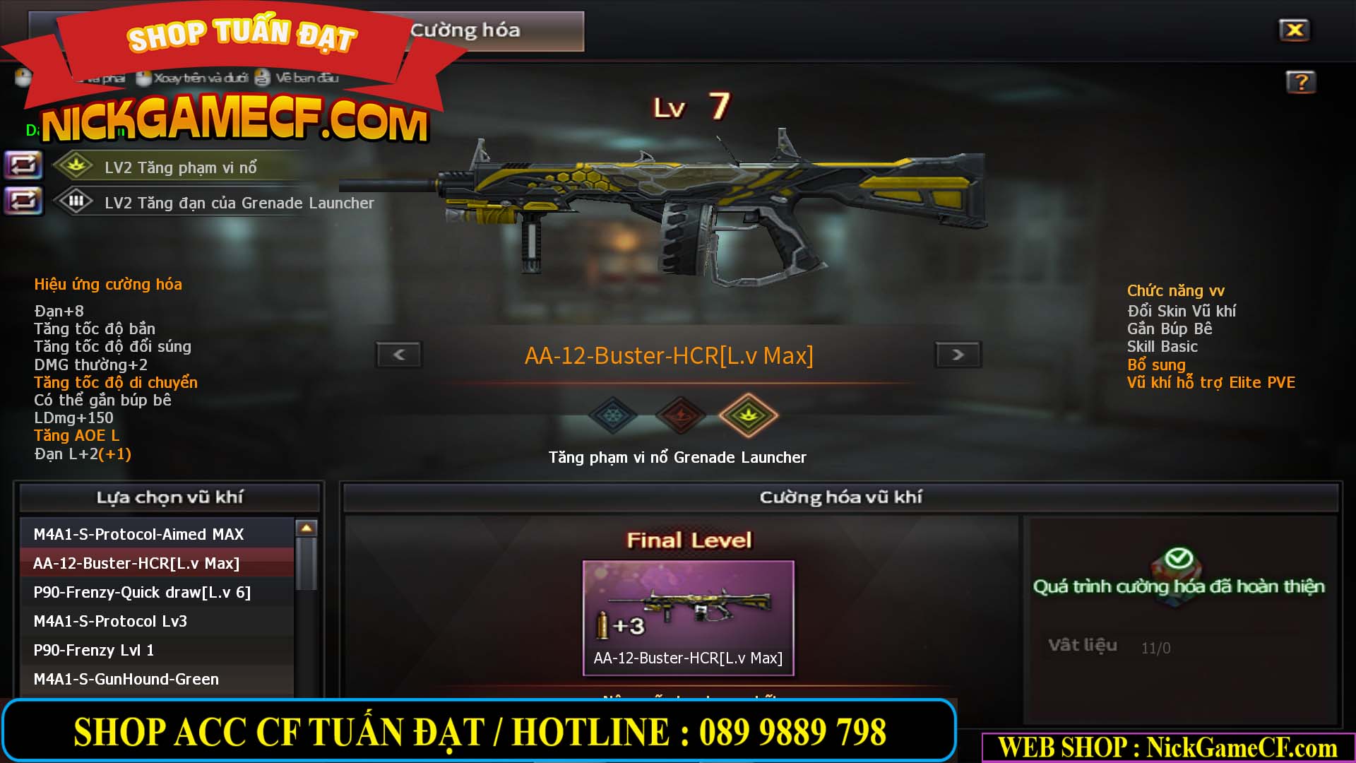 MÃ CF12873 - GIÁ : 9999K - CHIẾN FULL OPTIONS - 78 VIP - VIP6