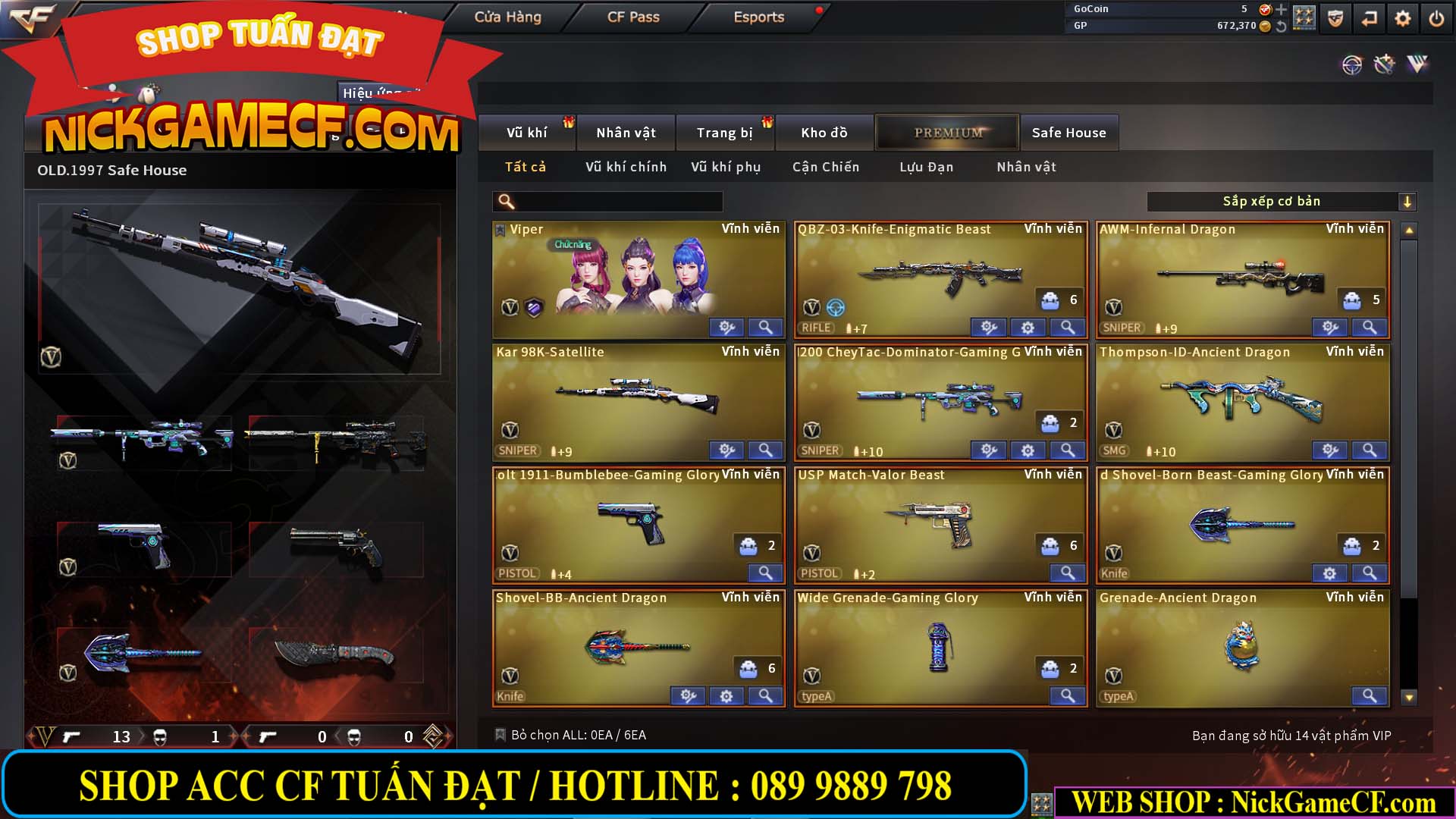 MÃ CF12918 - GIÁ : 4M3 - CHIẾN SNIP ĐẸP - C4 OK - VIP5