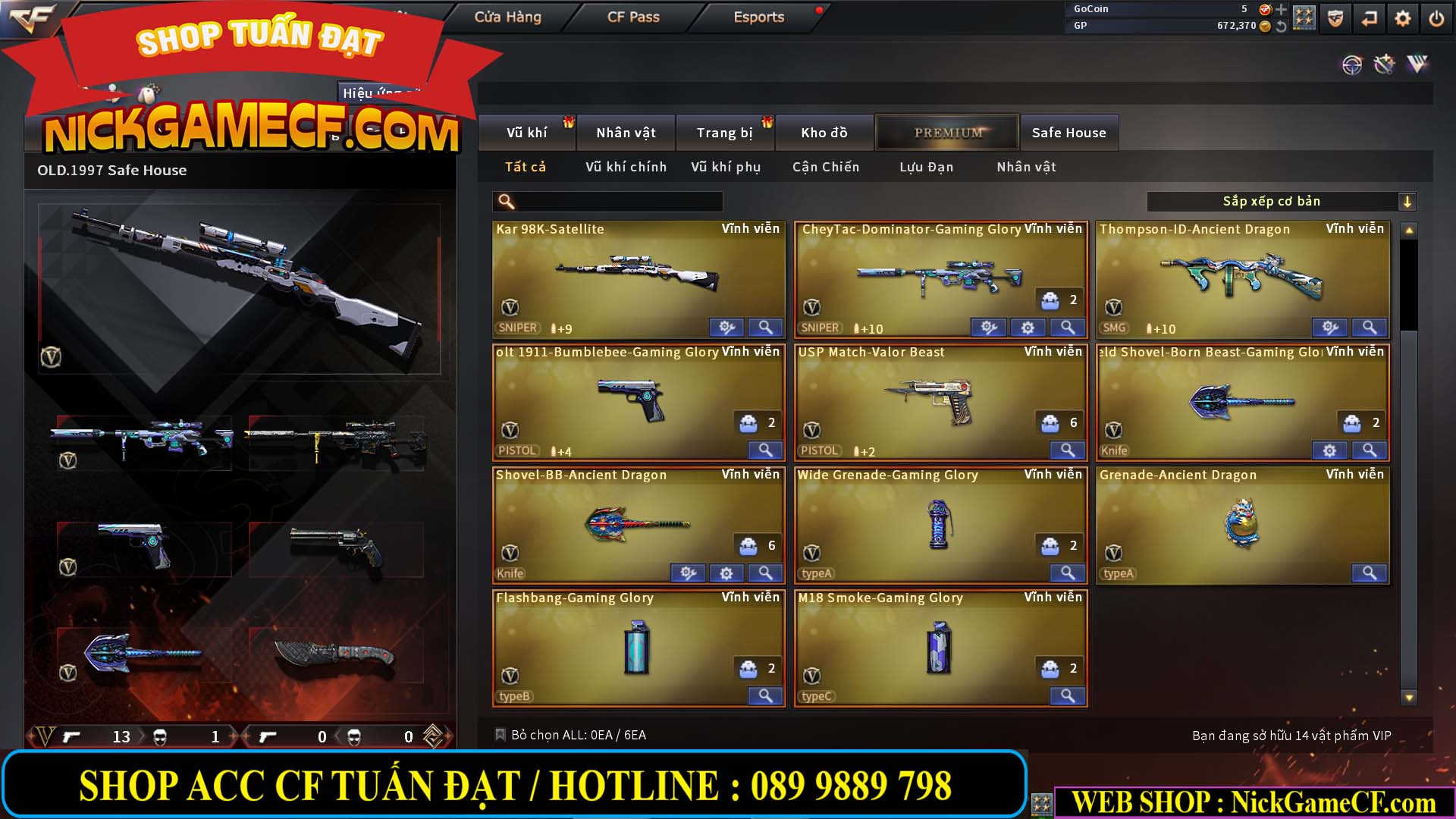 MÃ CF12918 - GIÁ : 4M3 - CHIẾN SNIP ĐẸP - C4 OK - VIP5