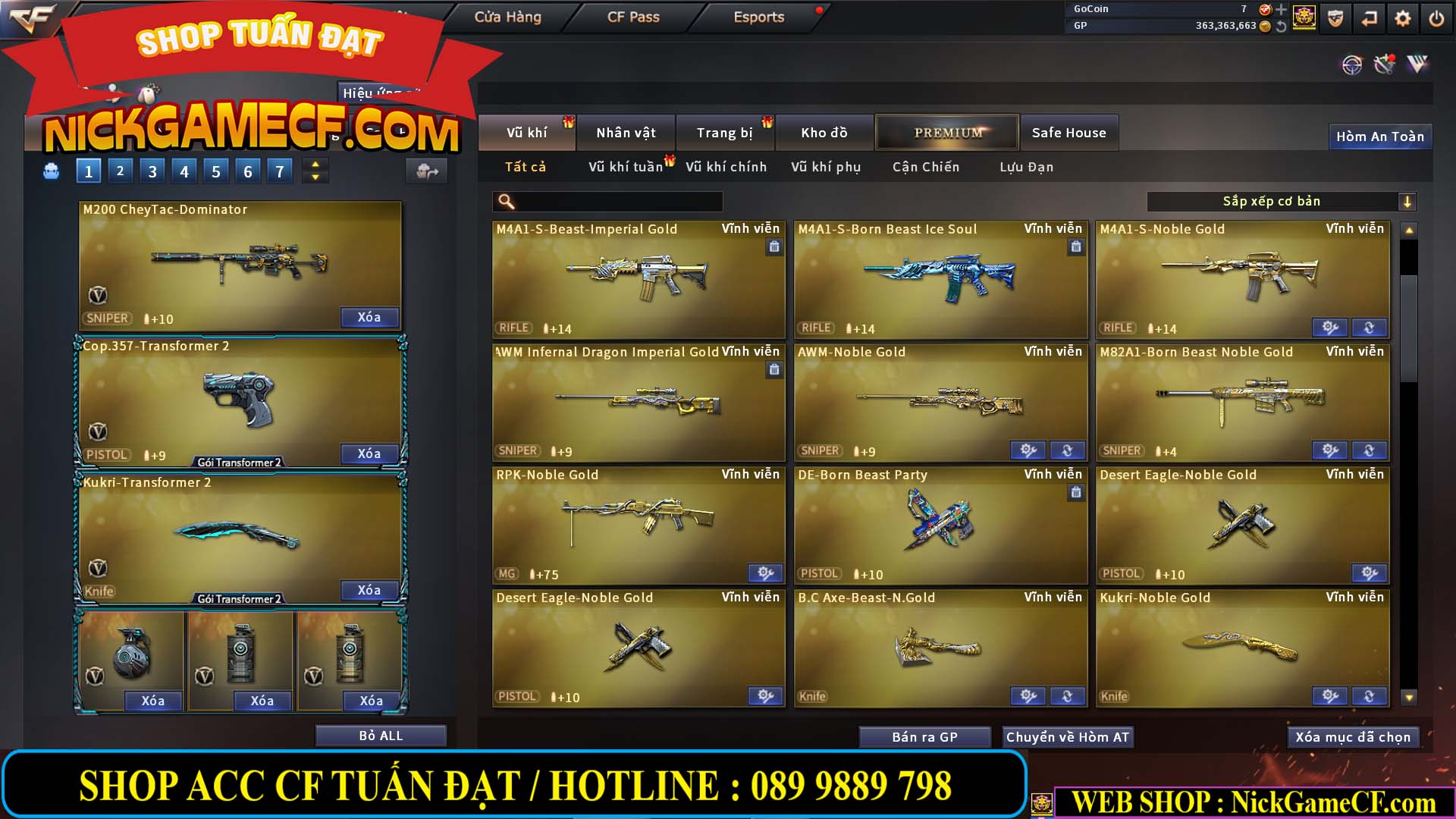 MÃ CF13079 - GIÁ : 5750K - CHIẾN C4 ĐẸP + ZOM - 51 VIP - VIP4