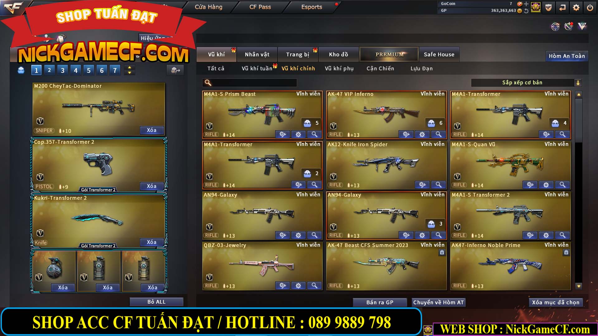 MÃ CF13079 - GIÁ : 5750K - CHIẾN C4 ĐẸP + ZOM - 51 VIP - VIP4