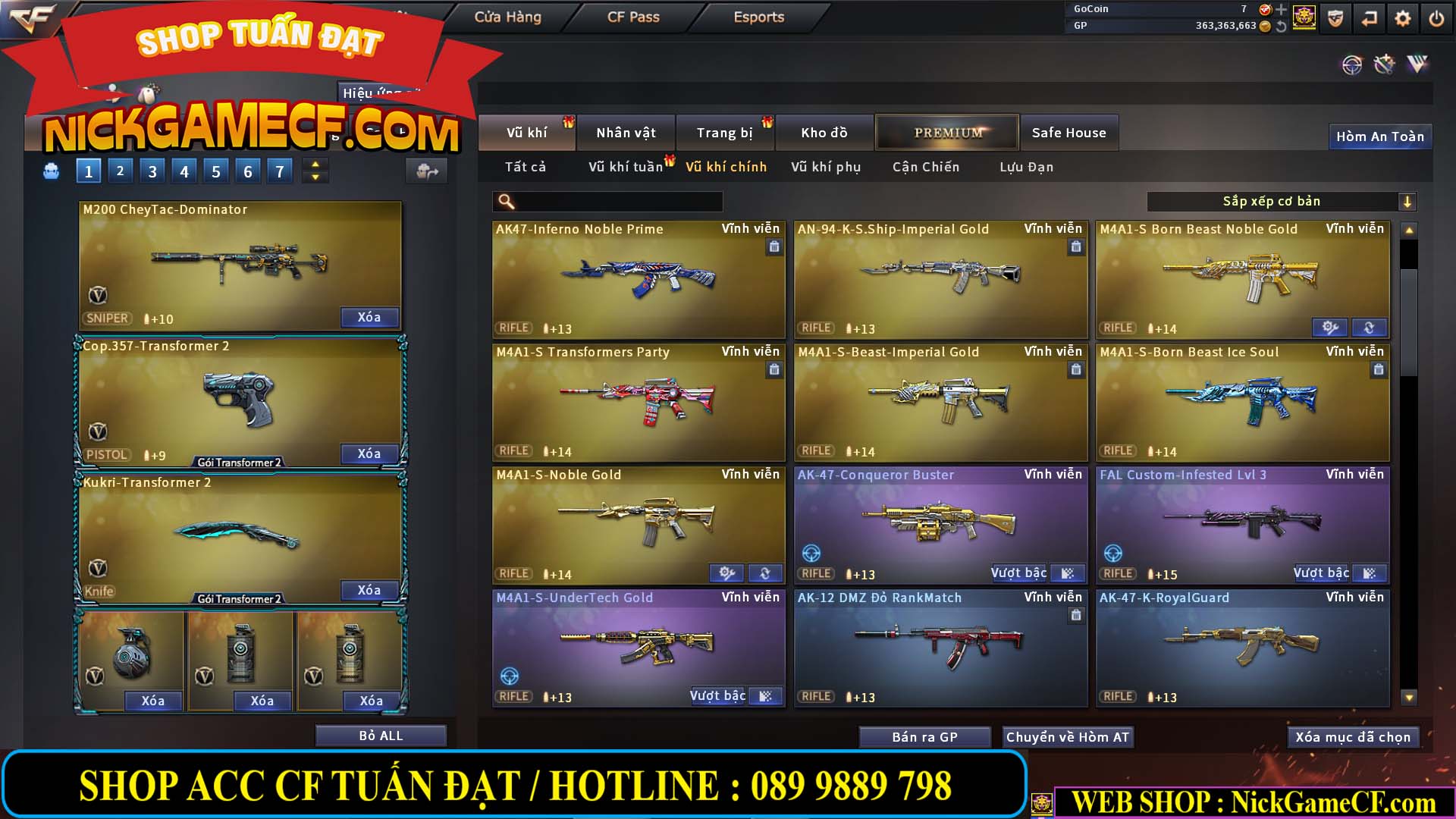 MÃ CF13079 - GIÁ : 5750K - CHIẾN C4 ĐẸP + ZOM - 51 VIP - VIP4