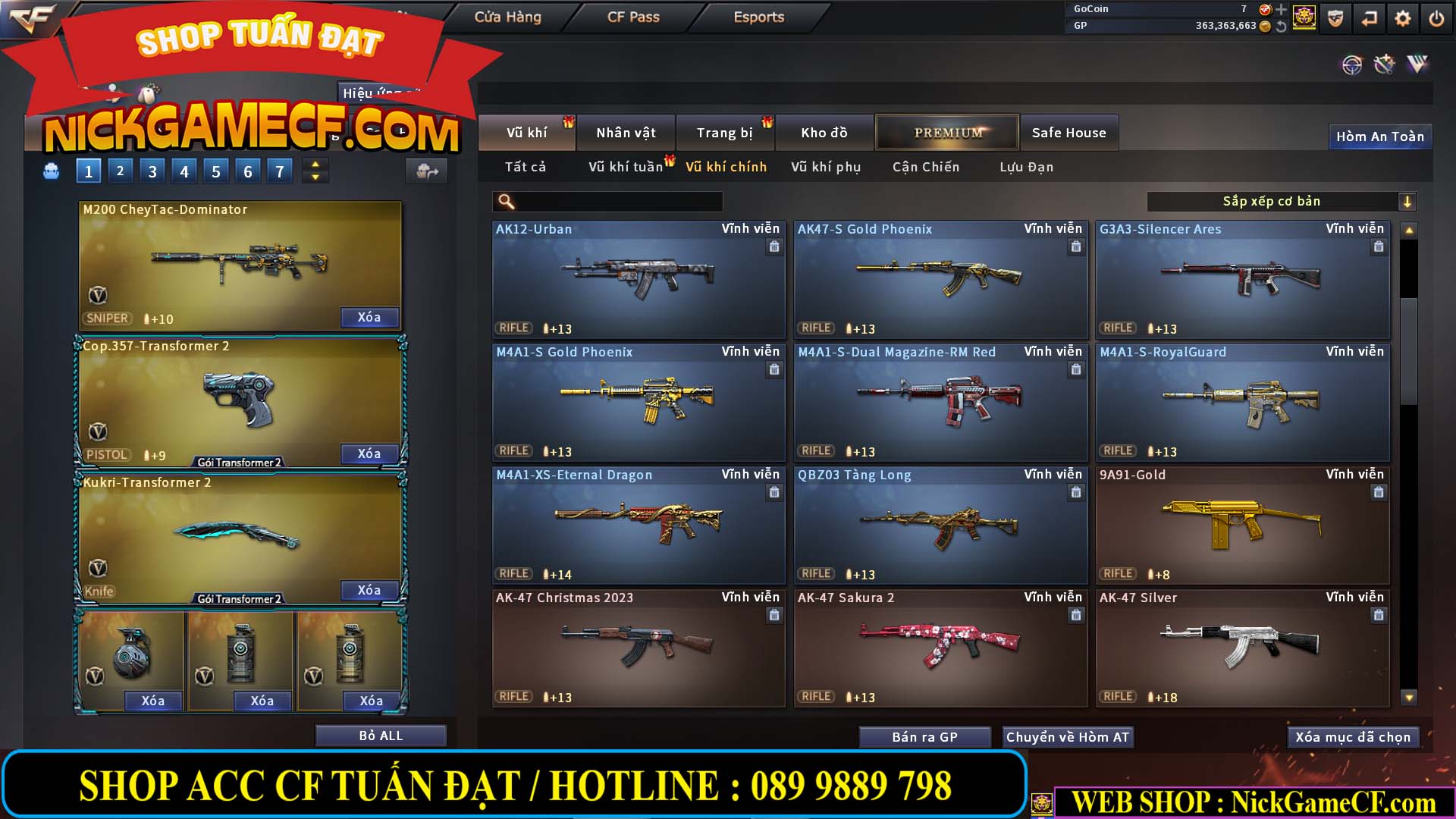 MÃ CF13079 - GIÁ : 5750K - CHIẾN C4 ĐẸP + ZOM - 51 VIP - VIP4