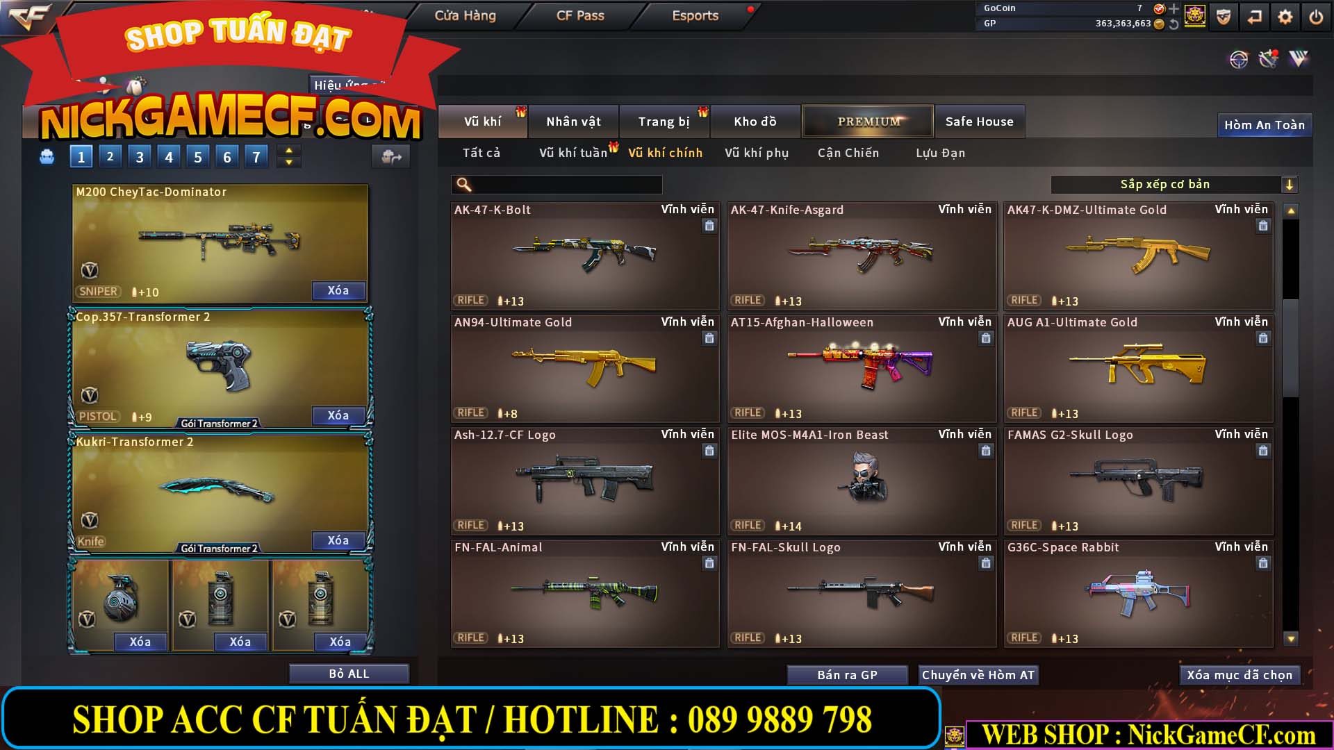 MÃ CF13079 - GIÁ : 5750K - CHIẾN C4 ĐẸP + ZOM - 51 VIP - VIP4