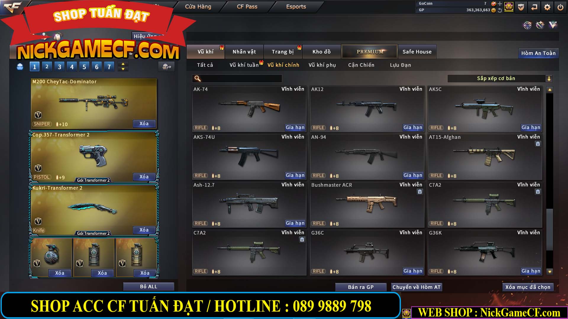 MÃ CF13079 - GIÁ : 5750K - CHIẾN C4 ĐẸP + ZOM - 51 VIP - VIP4